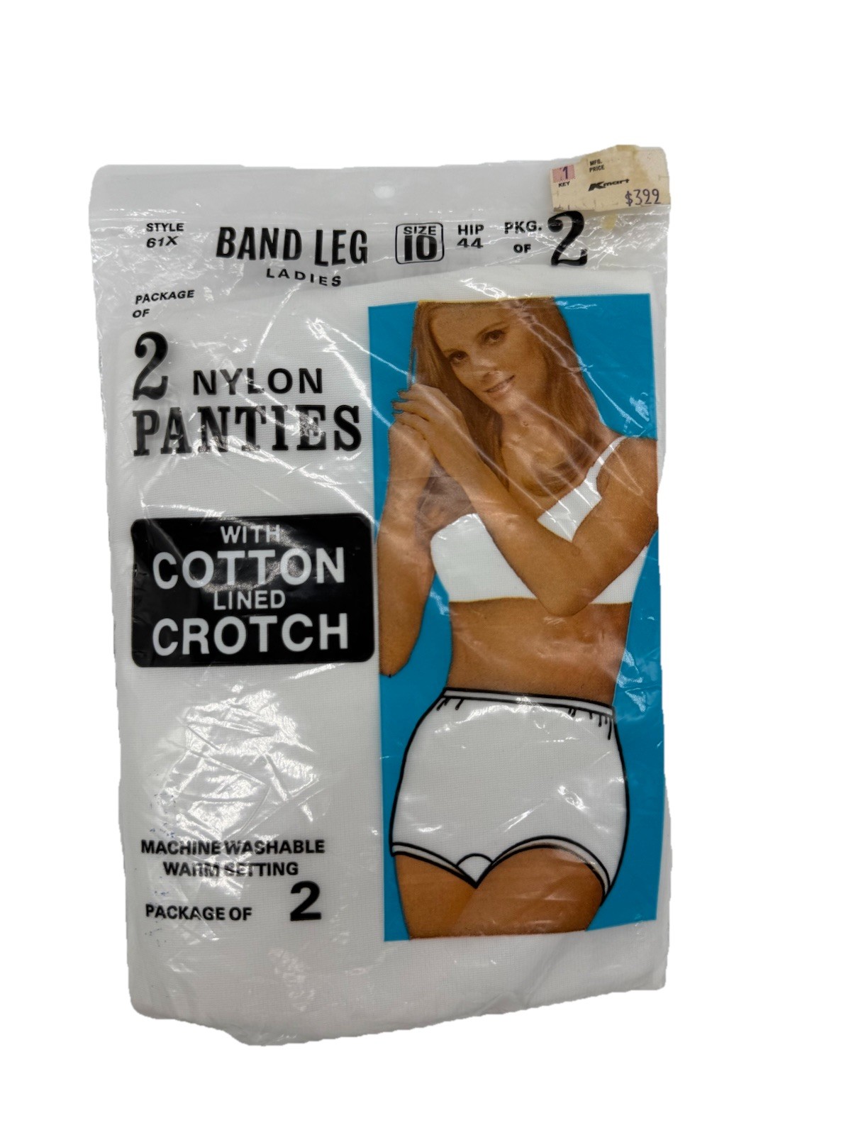 Vintage K Mart White Nylon Brief Granny Panties Women’s 2 PAIR WHITE Sz 10