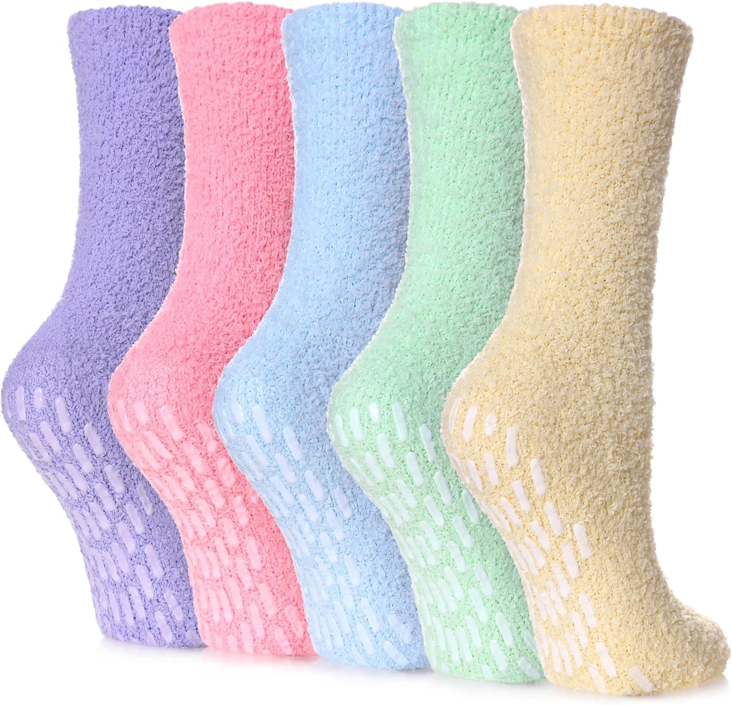 Yebing Non Slip Hospital Socks for Women with 5 Pairs Rainbow a