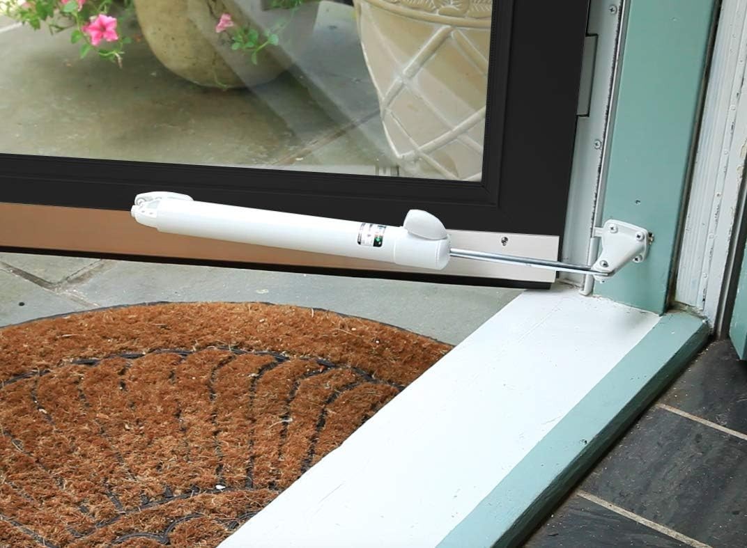 Black Metal Door Closer with Touch Hold Feature - For Storm & Screen Doors