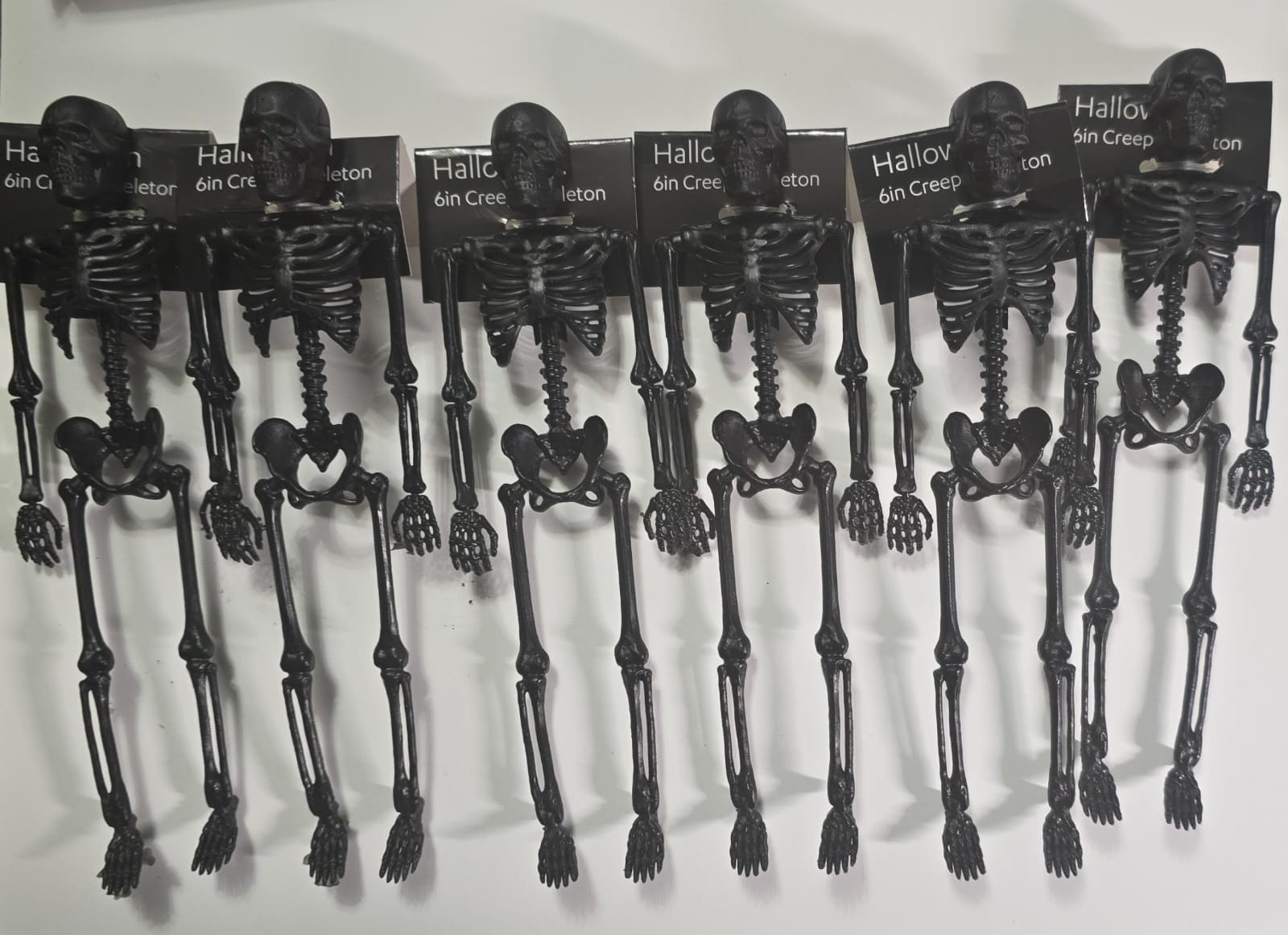 Lot of 6 Matte Black Spooky Halloween Skeleton, 6"