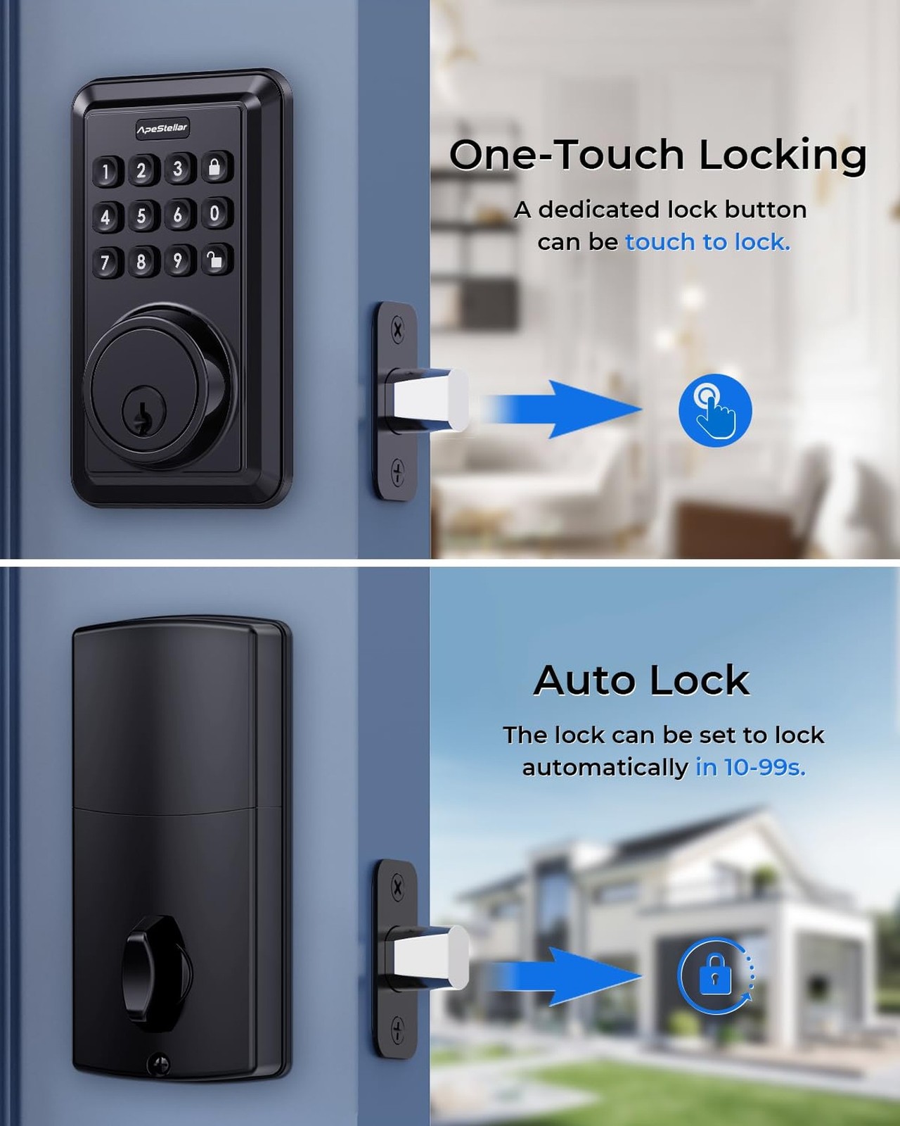 Keyless Entry Door Lock Deadbolt with Handle Set - Front Door Lock Set- Elect...