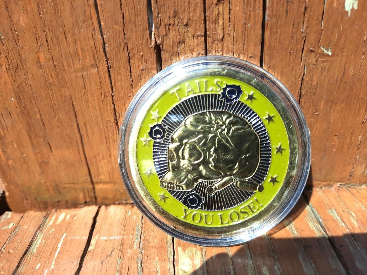 HEADS WE WIN TAILS YOU LOSE 24K GOLD CLAD ROUND CHALLENGE COIN ARMY NAVY MARINES
