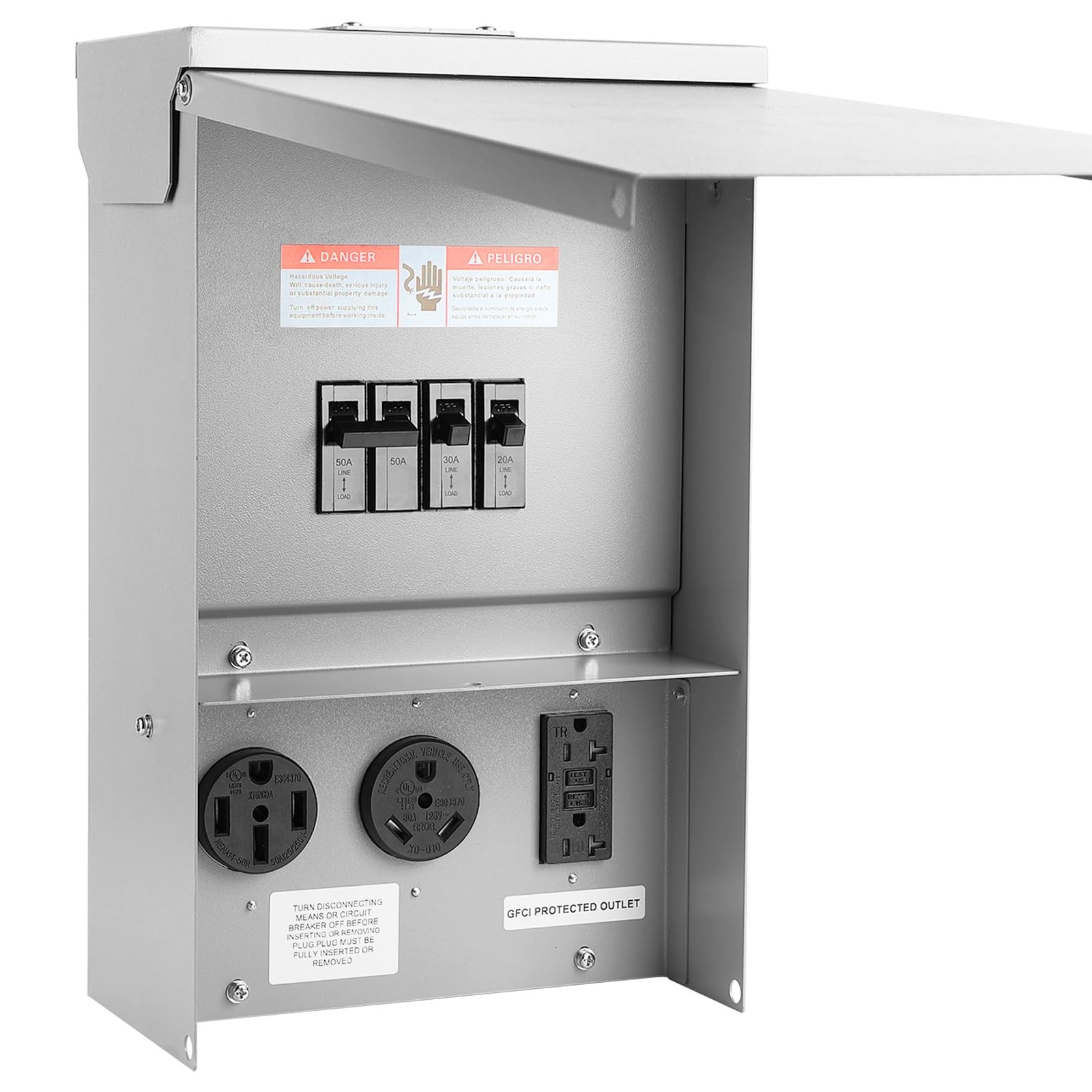 Electrical Outlet Boxes Temporary Power Panel Weatherproof RV Receptacle Box ...