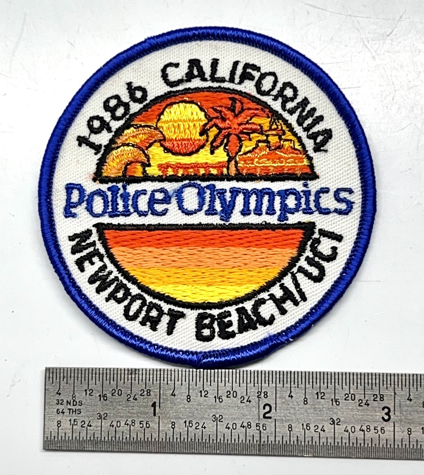 1986 California Police Olympics Patch Newport Beach, California 3” Diameter