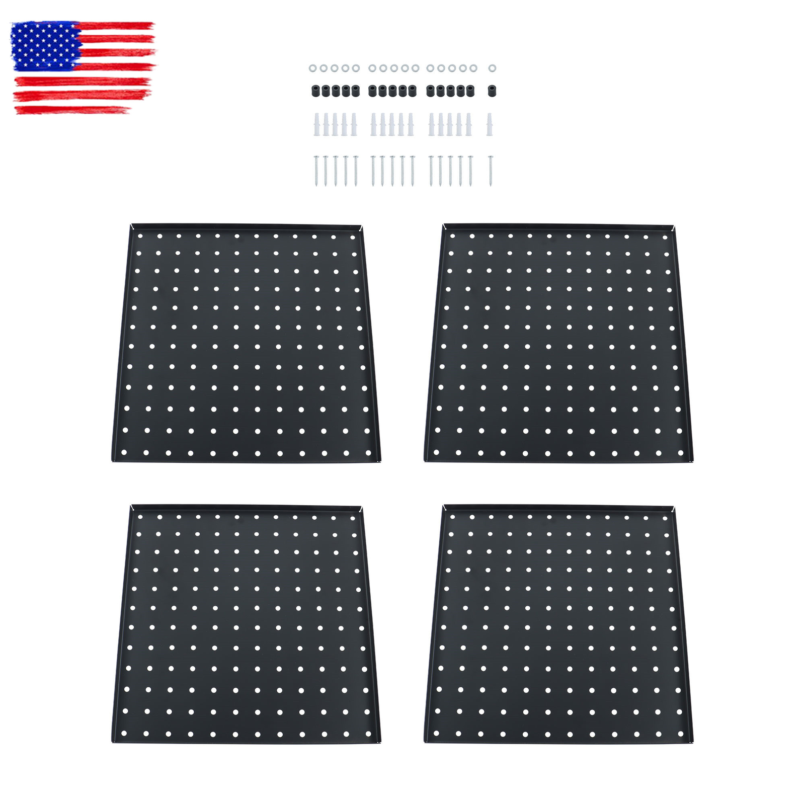 4 Pk Metal Pegboard Wall Panels Metal Peg Boards for Garage Garden Tool Storage