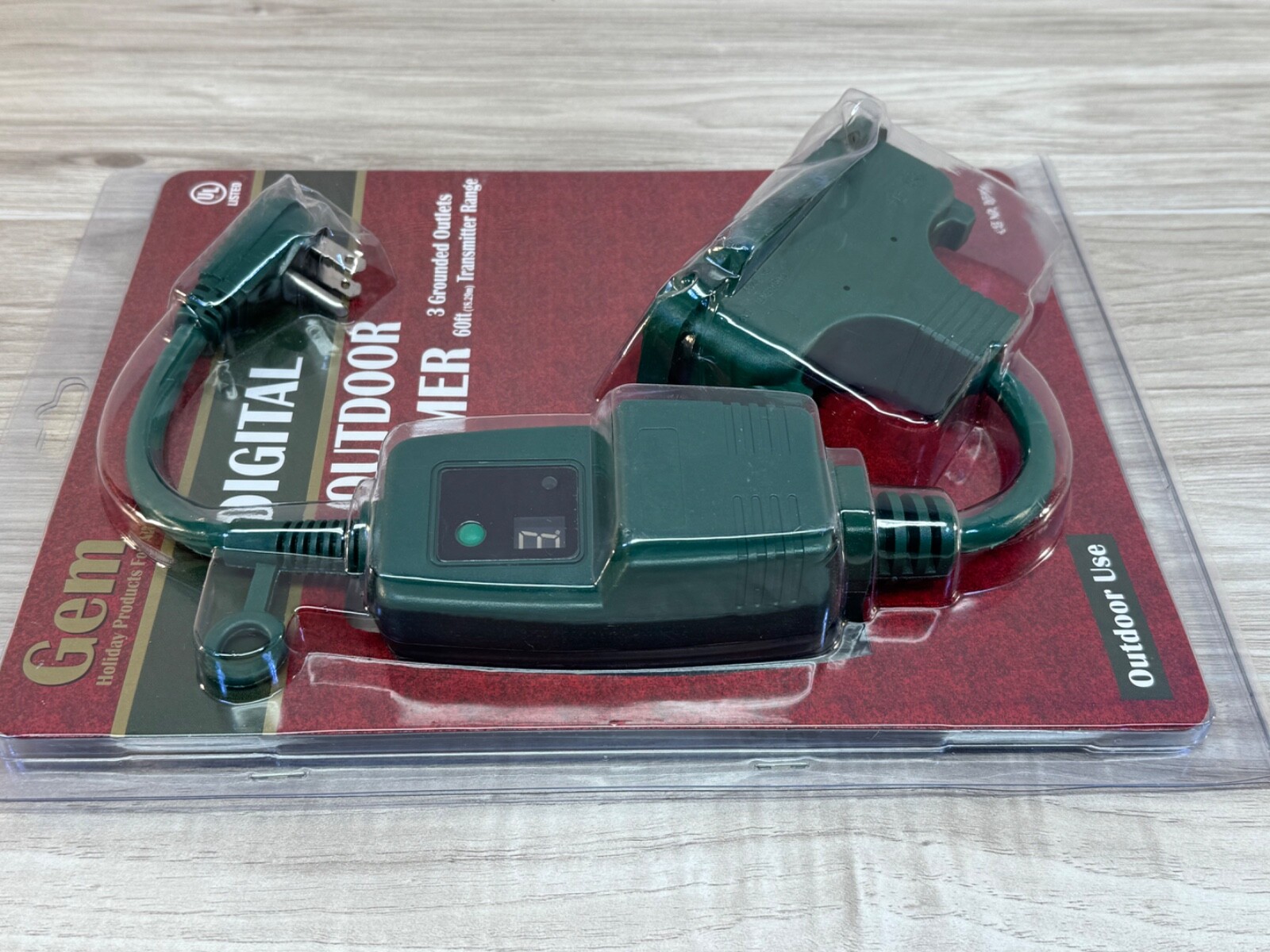 Gem CAT NO 0599 Digital Outdoor Timer 3 Grounded Outlets 60ft Transmitter Range