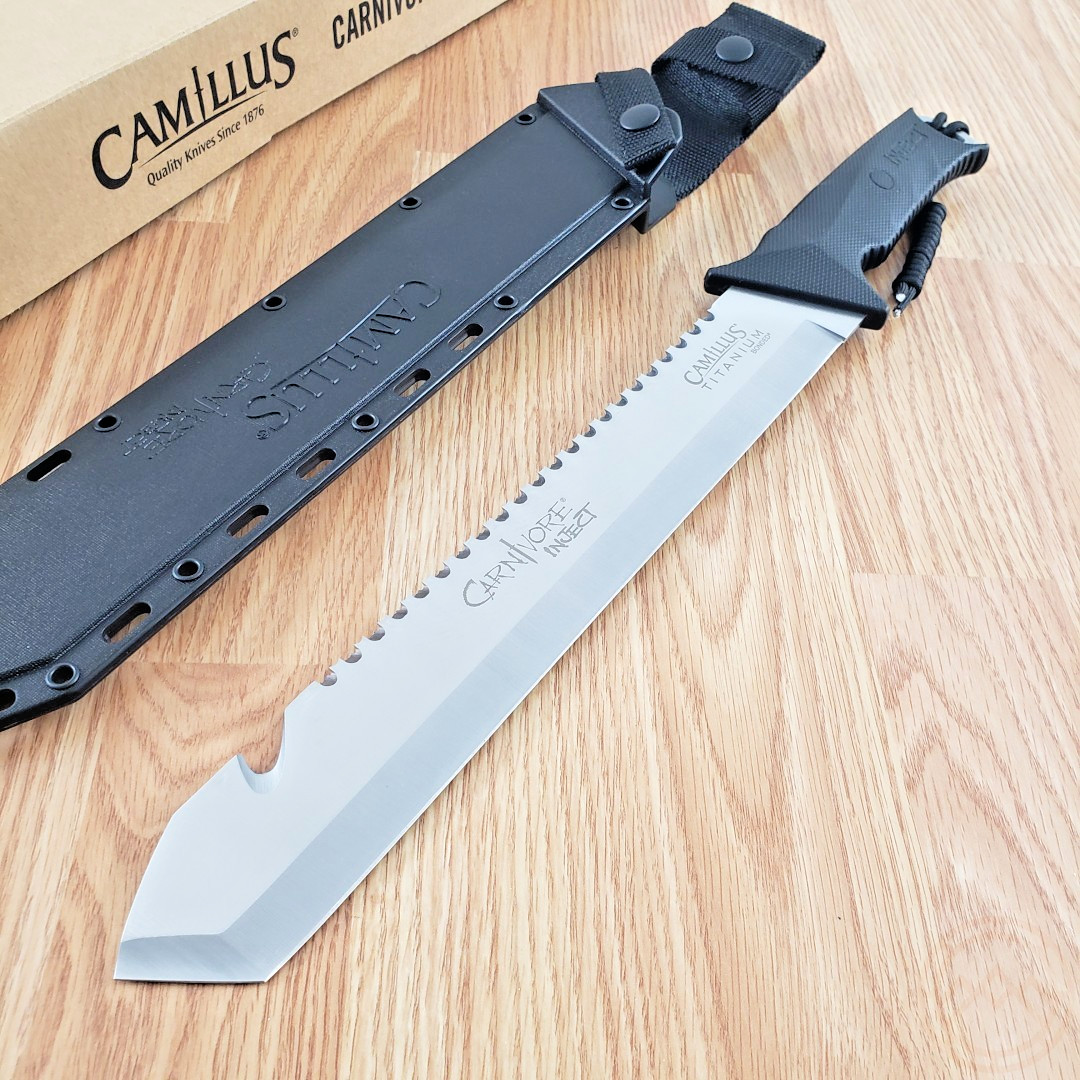 Camillus Carnivore Inject Machete 12" Full Tang 420 Steel Blade Black ABS Handle