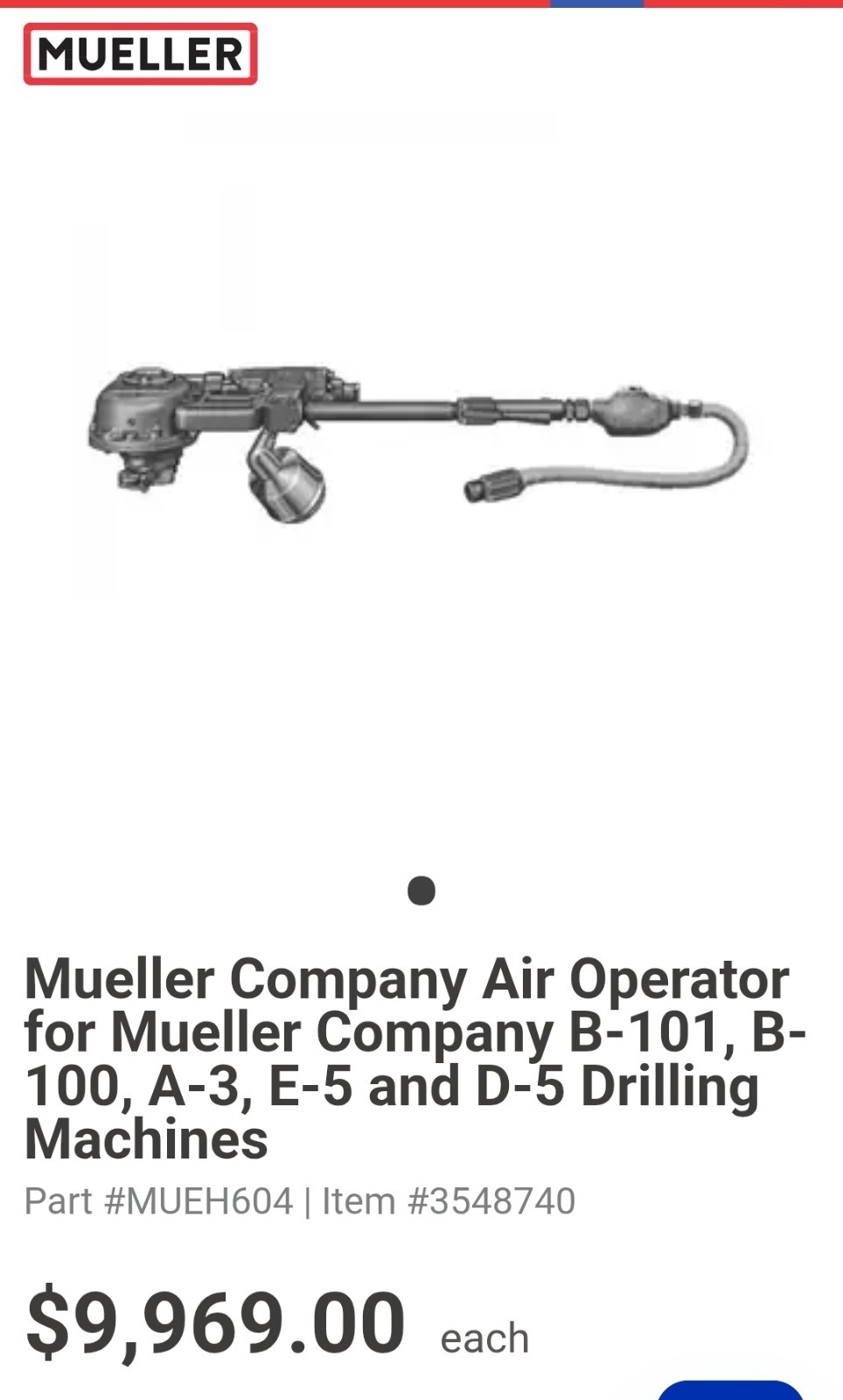 Mueller Model H604 Model 4 Pneumatic Tap Machine