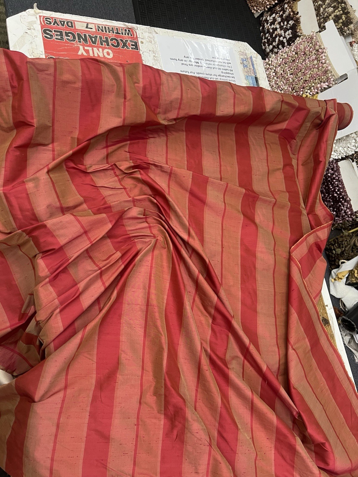 Dupioni Stripes 100% Silk Fabric 54" Wide, By Yard (509)Sold By The Yard