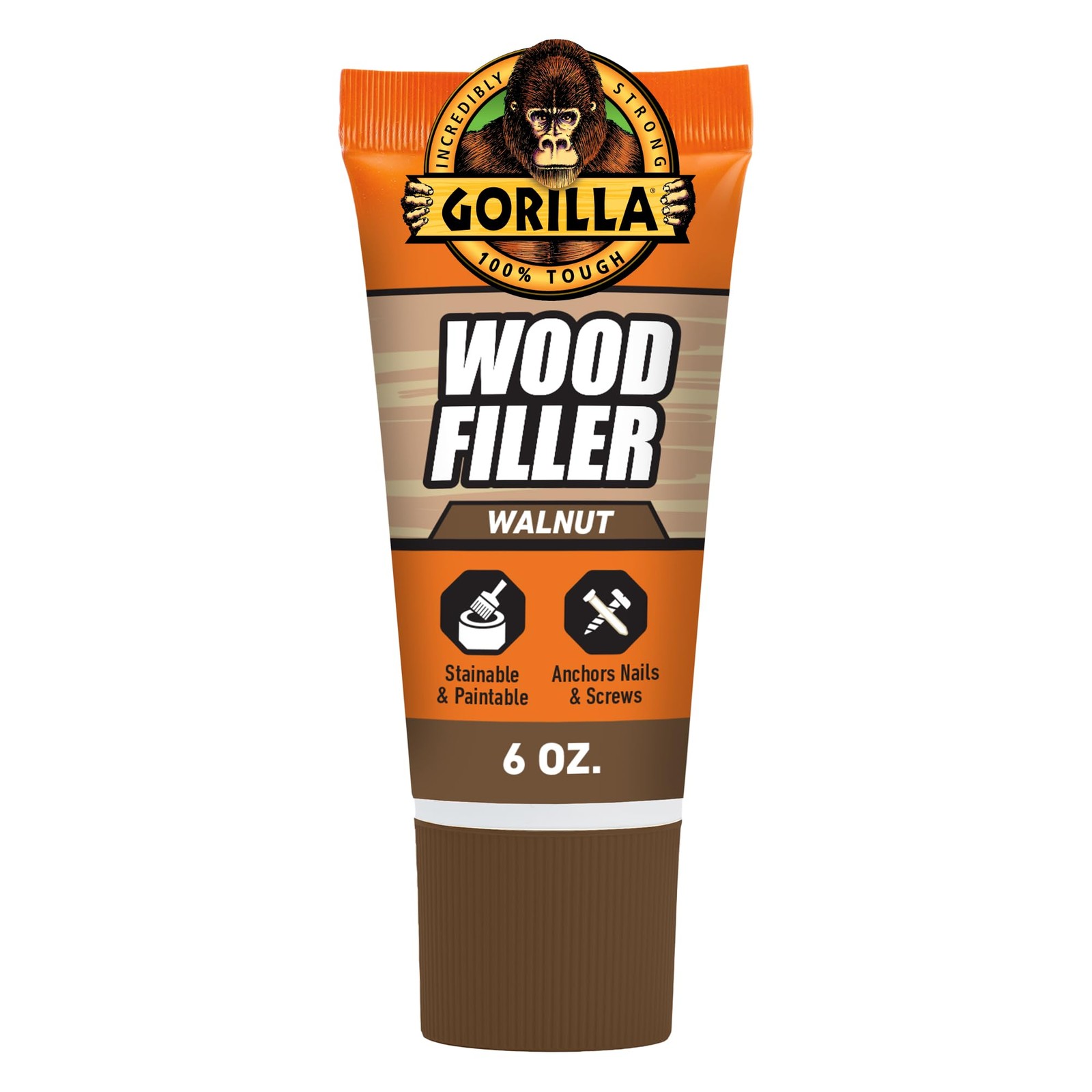 Gorilla All Purpose Wood Filler, Walnut Color, 6 Ounce Tube 1 - Pack,