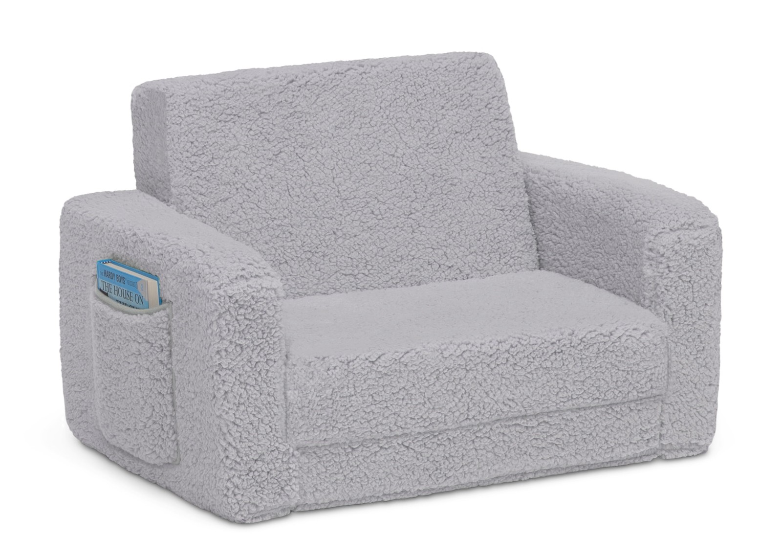 Cozee Flip-Out Sherpa 2-in-1 Convertible Chair to Lounger Kids Grey