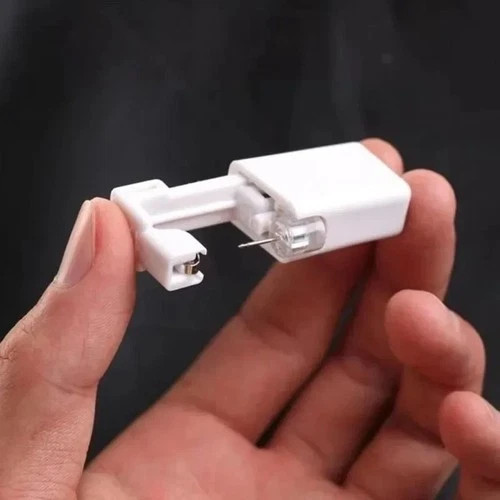 Disposable Ear Piercing Gun Kit Silver Stud Earrings DIY Home Self Piercing