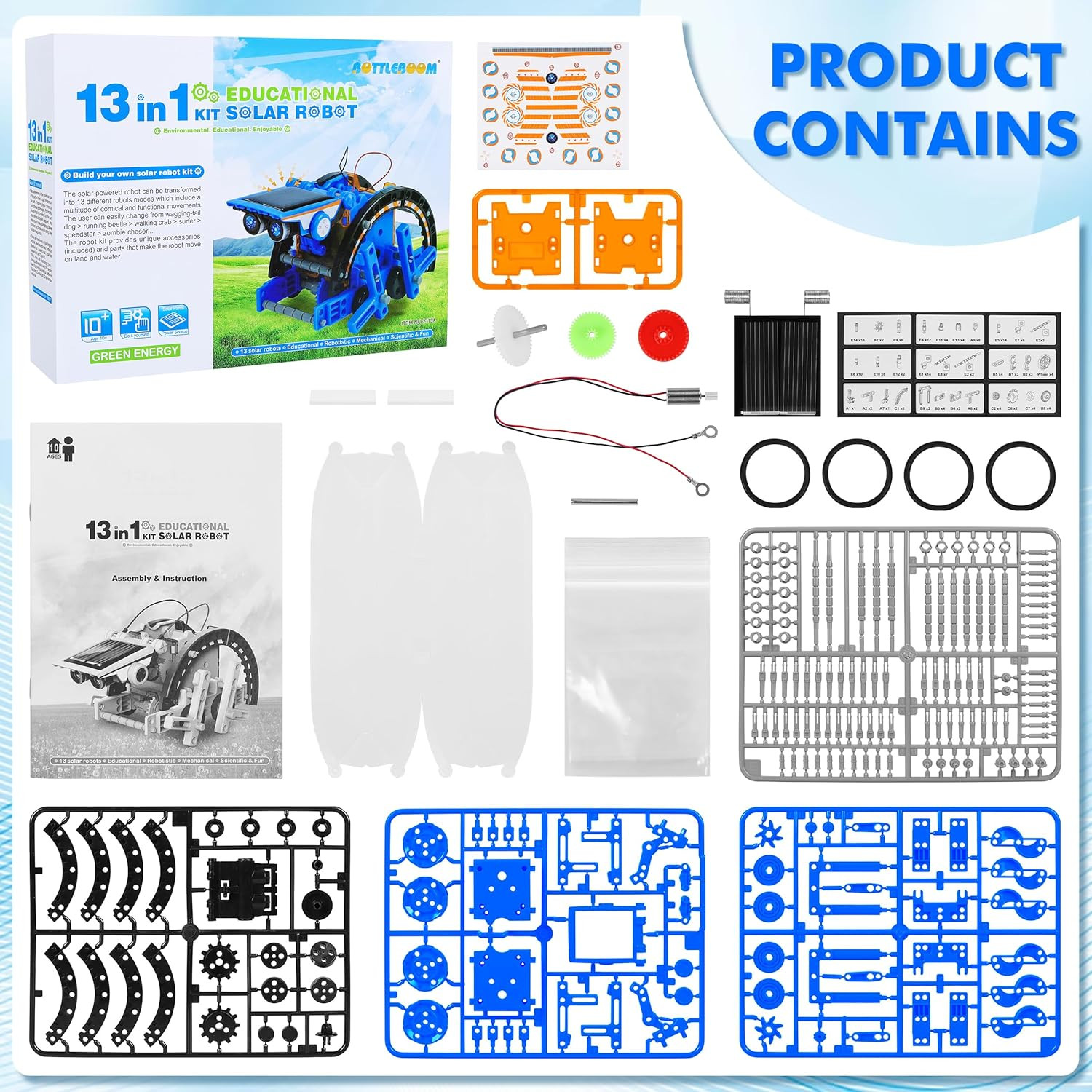 STEM 13-In-1 Education Solar Power Robots Toys for Boys Age 8+ , Educational Toy