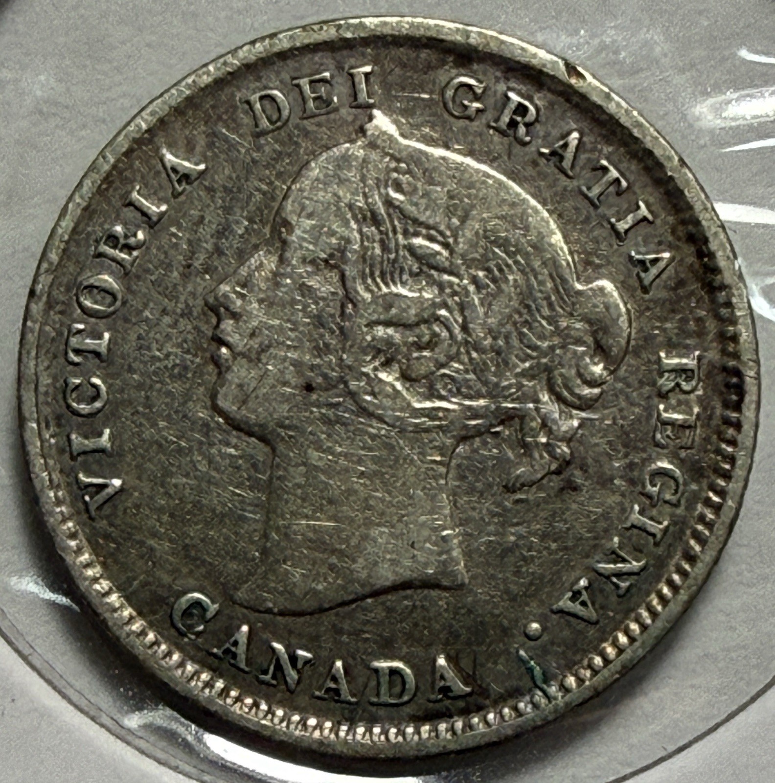 1893 Canada 5 Cents Silver - Free Shipping - (3-26)
