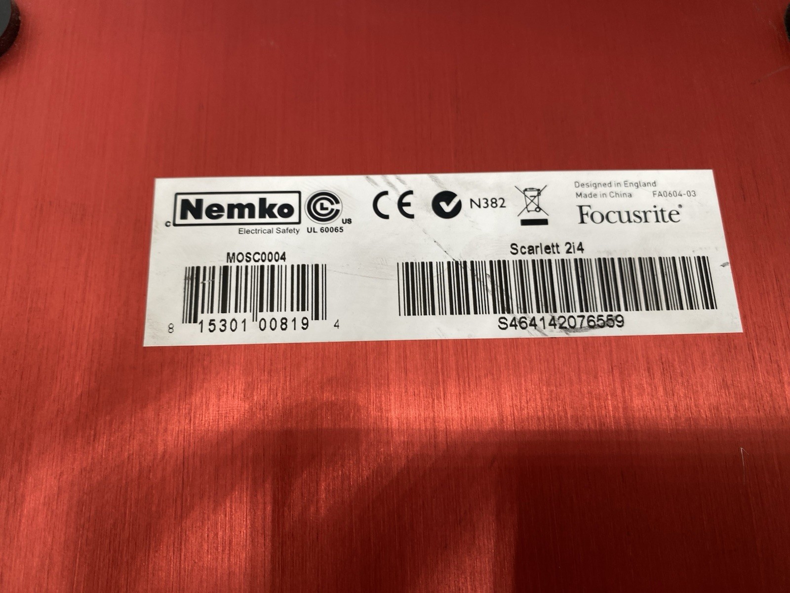 Focusrite NEMKO MOSC0004 Scarlett Channels USB Audio Interface