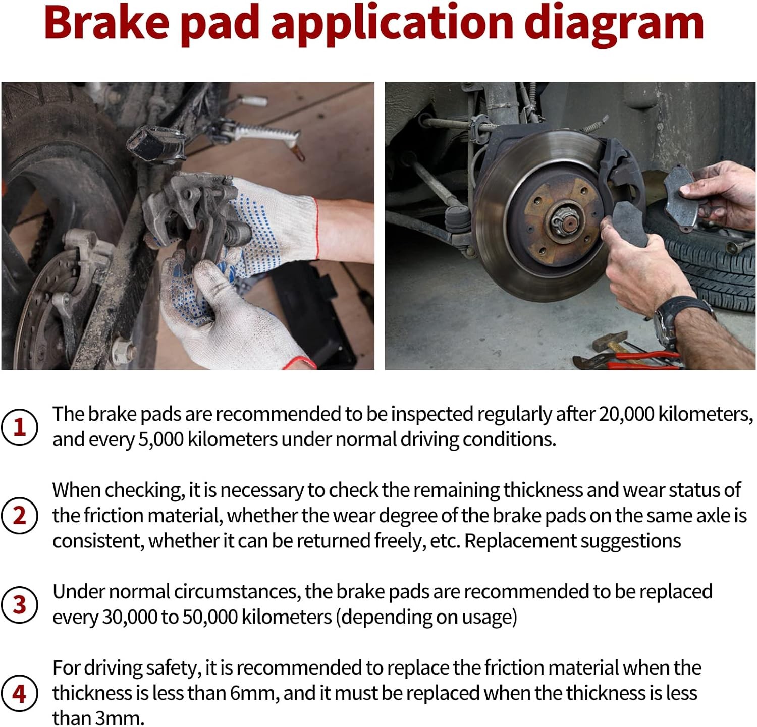 Brake Pad Replacement Compatible ATV Quad Front Rear
