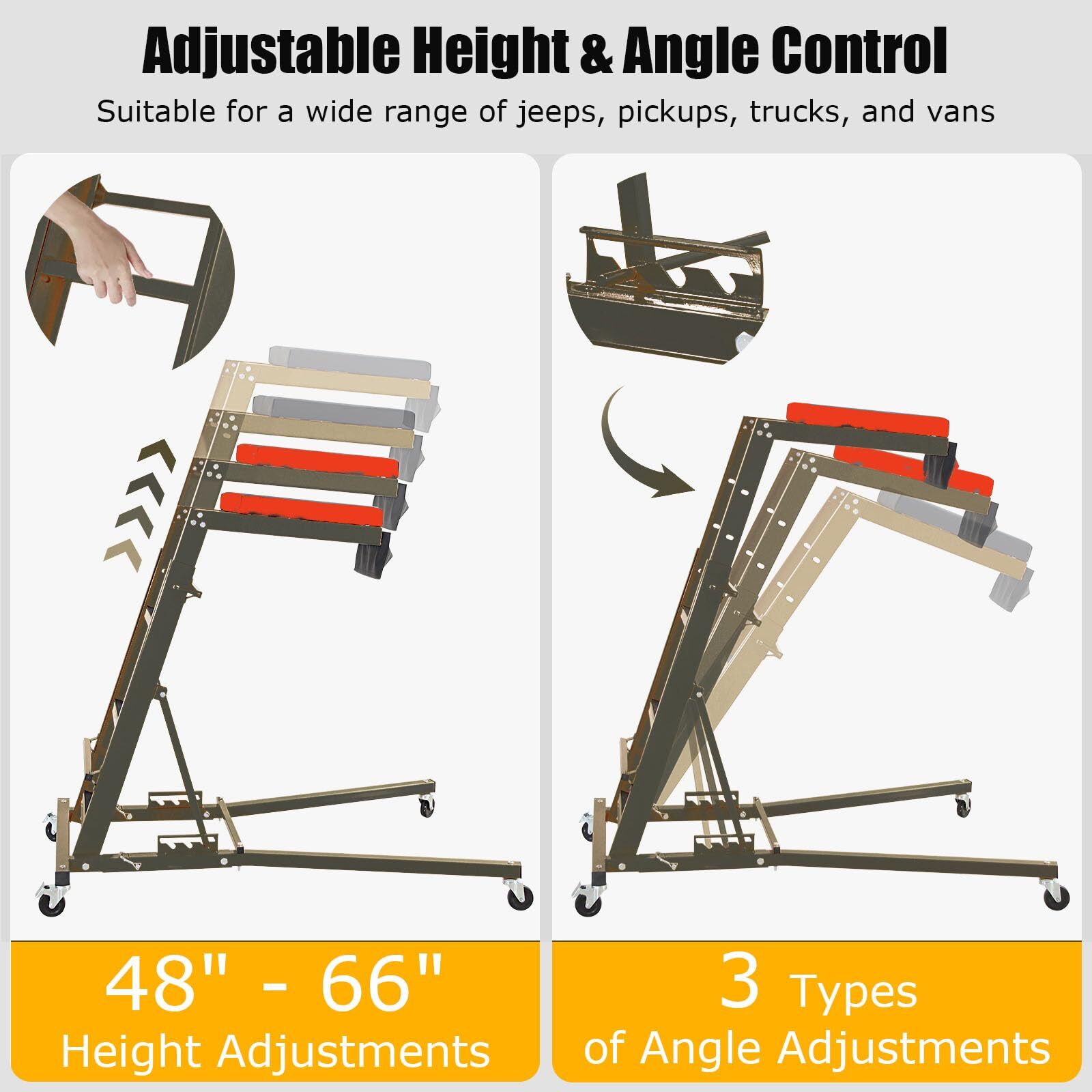 400 lbs Capacity Adjustable Automotive Engine Creeper Thick Padded Deck Foldable