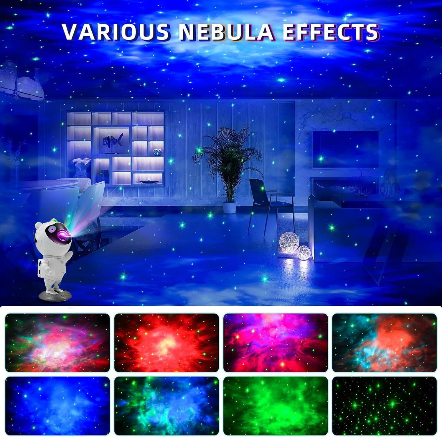 Astronaut Galaxy Projector Night Light Nebula Ceiling LED Lamp Bedroom Decor