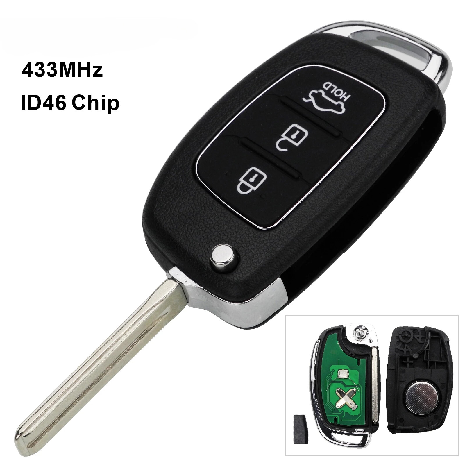 Remote Key Fob 3 Buttons 433Mhz ID46 Chip for Hyundai New IX35 IX25 IX45 Elantra