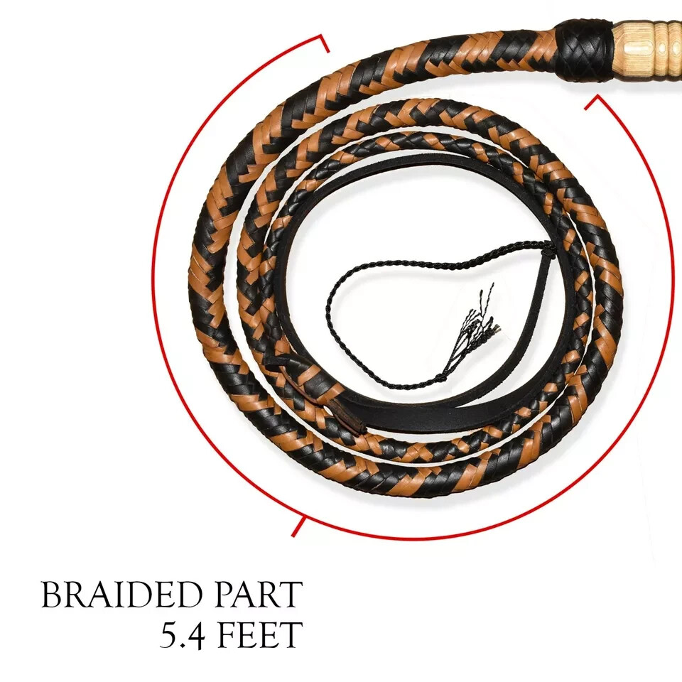 Bullwhip Squadron Jones Bullwhip Real  Leather Bull whip 06 Feet Long 16 Plaits