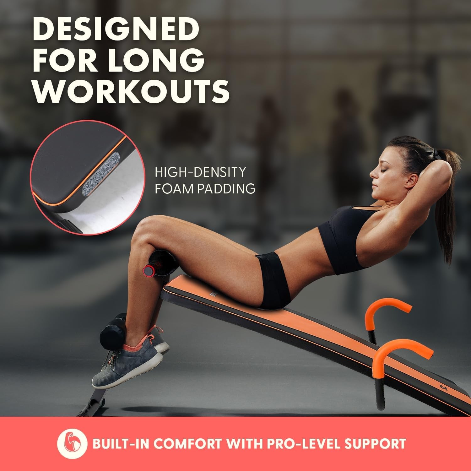 Adjustable Decline Sit-Up Bench Abs W/ Handrail Five Level Abdominal Bench Core