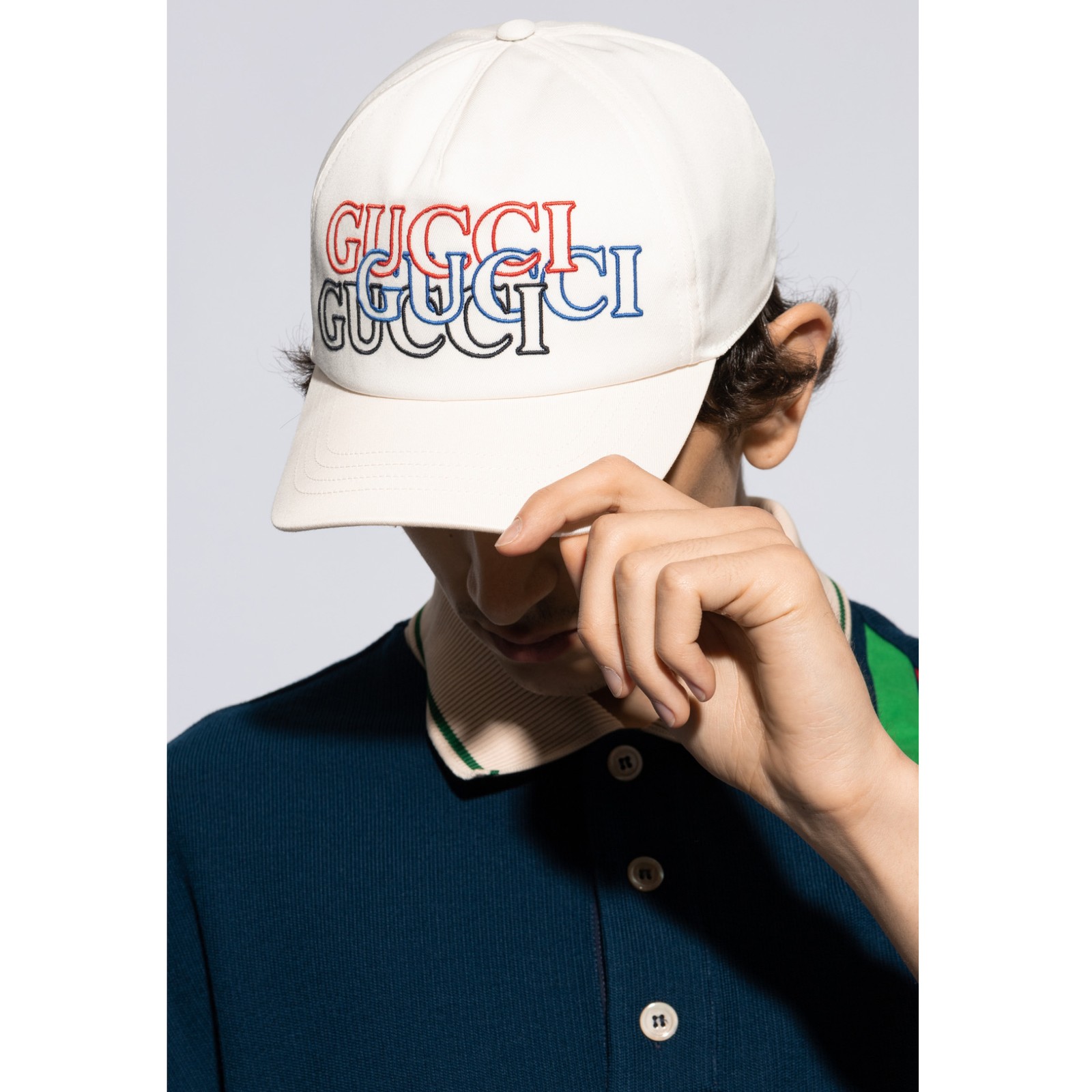GUCCI BASEBALL CAP WHITE COTTON w LOGO EMBROIDERY UNISEX $560 sz S 57cm