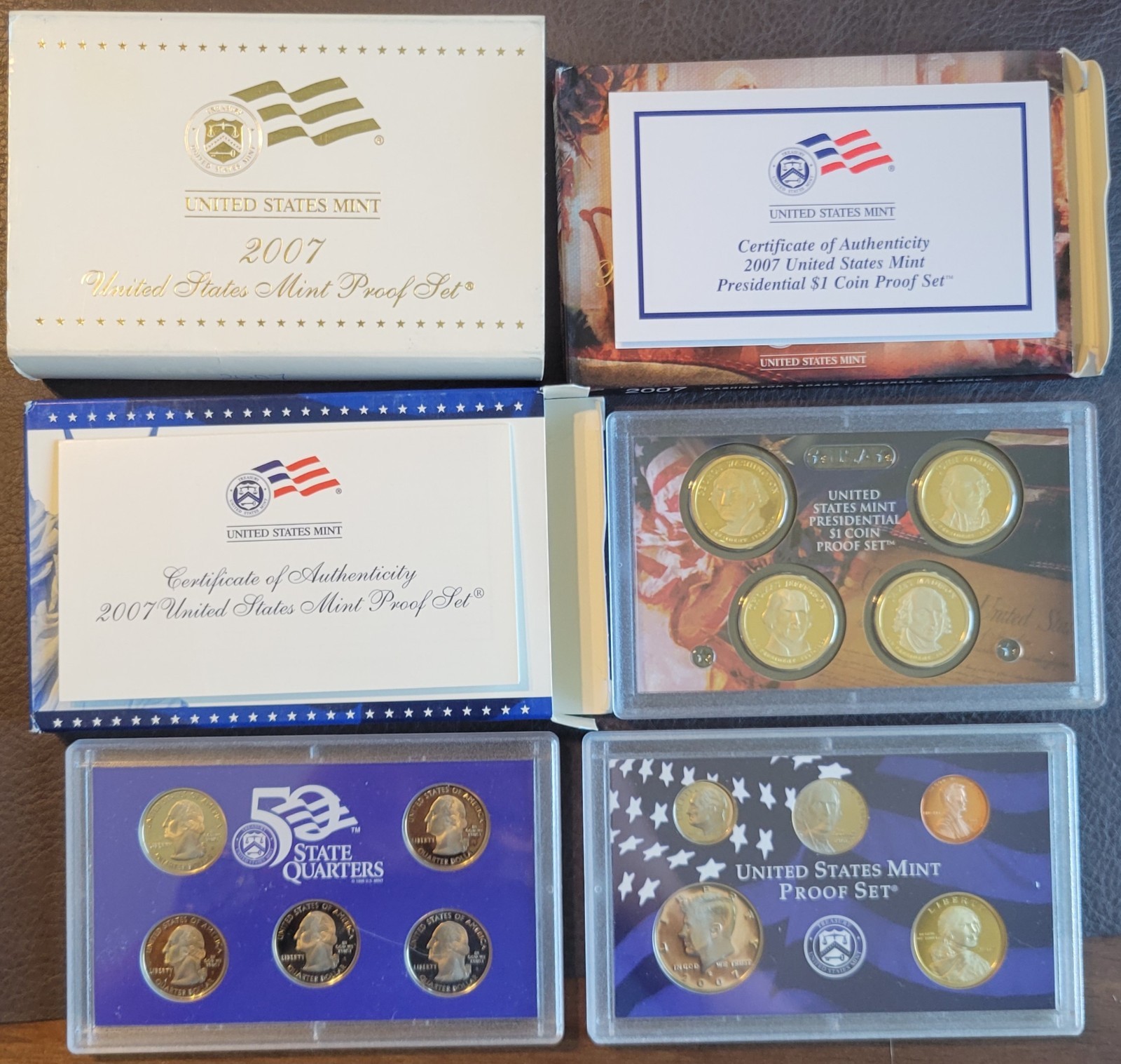 2007-S US Mint 14 Coin Clad Proof Set. 5 State Quarters Ultra Cameos