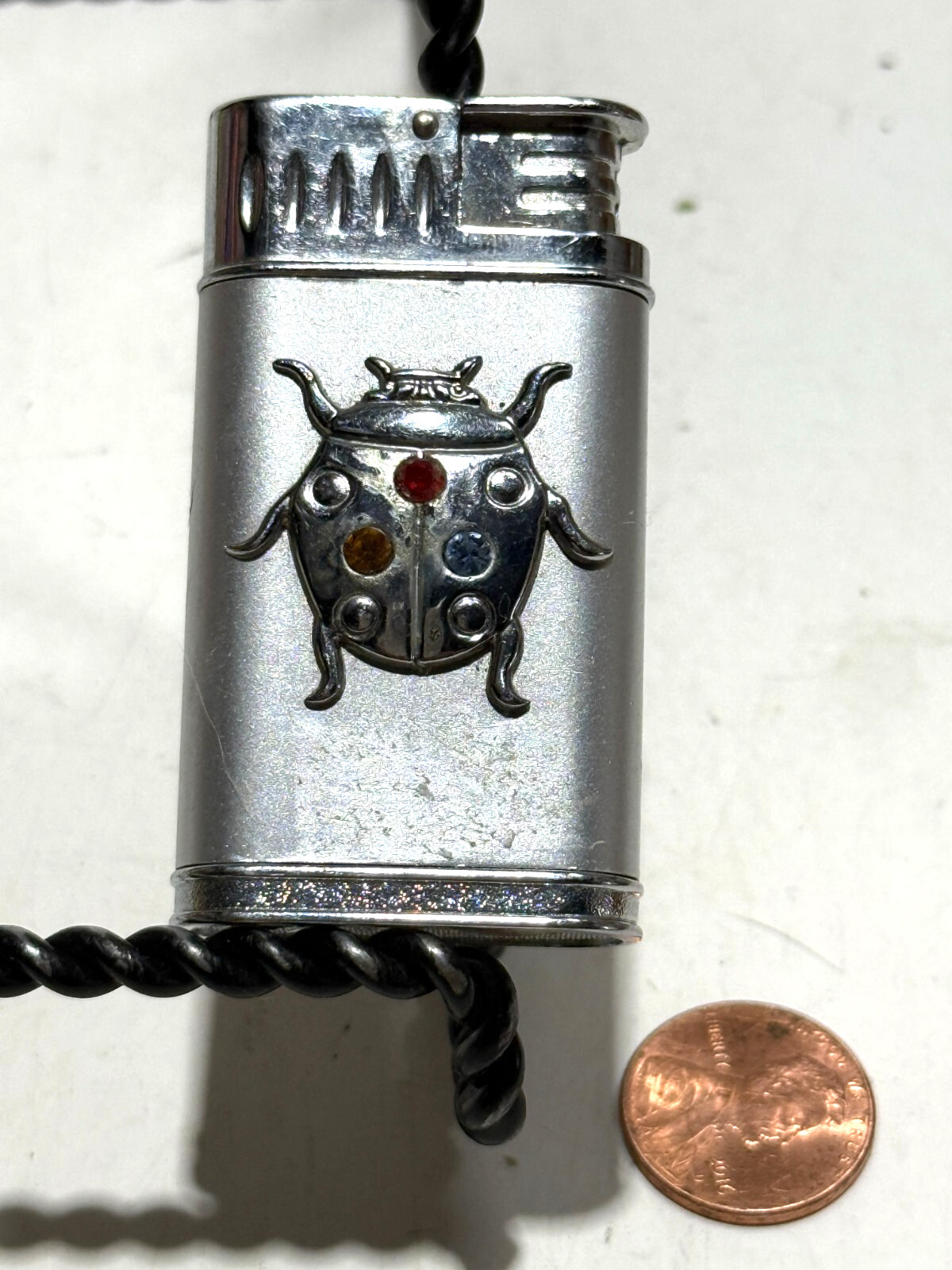 Ladybug Emblem Silver Chrome Lighter EMPTY!