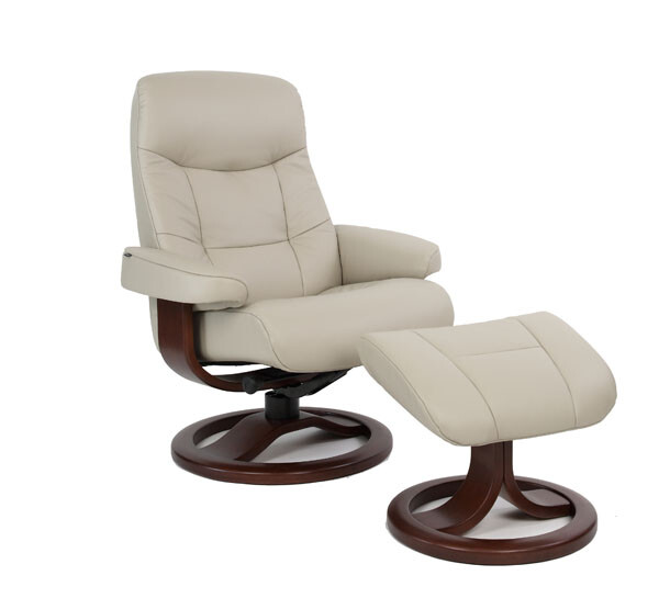 Fjords Muldal Large Recliner Comfort Chair - Havana Leather - Walnut Wood Stain