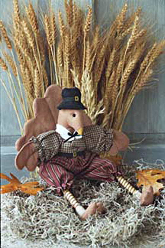 #6496 8" Turkey original cloth doll PATTERN by Bonnie B Buttons For thanksgiving