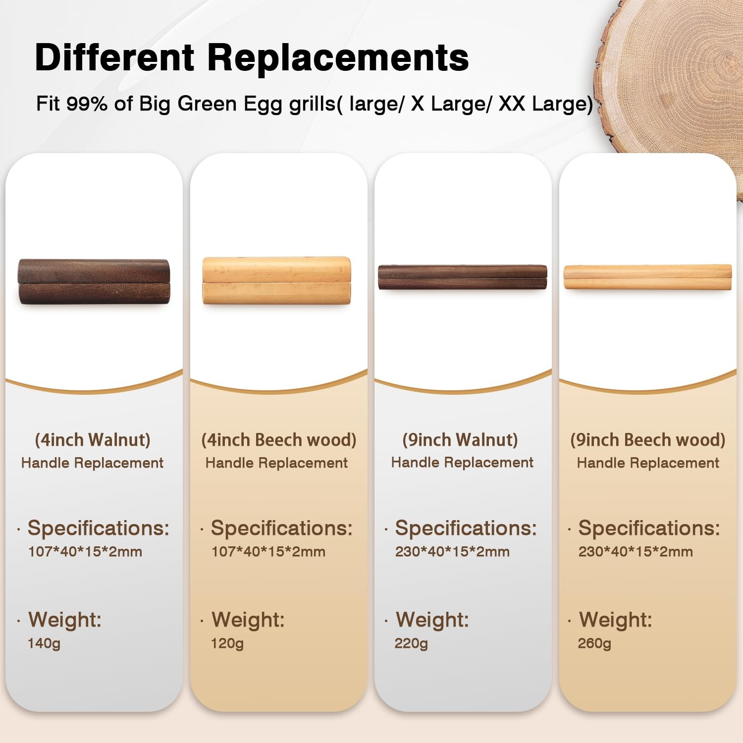 Wooden Handle Replacement, Large Green Egg Accessories, Compatible with X-Lar...
