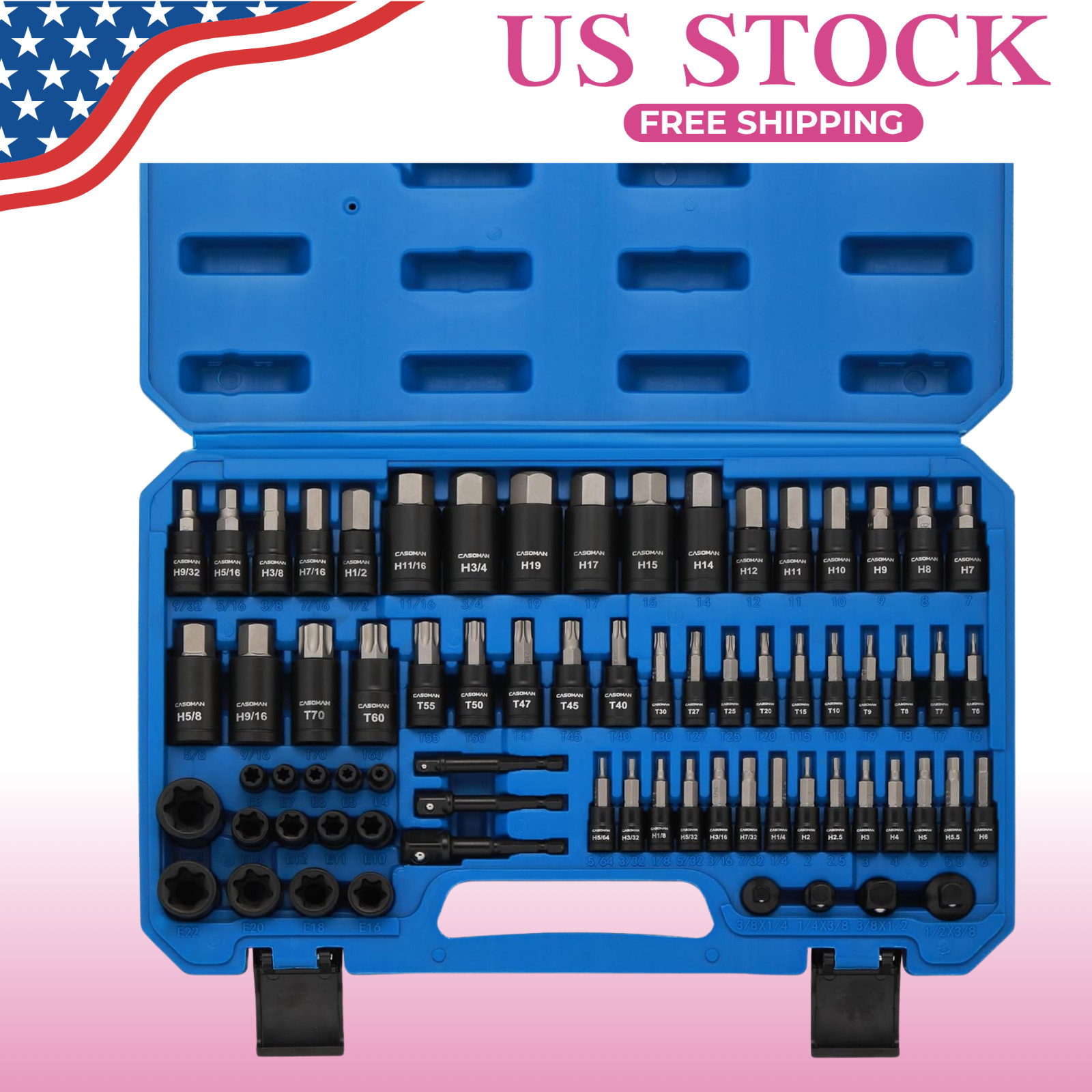 NEW 71Pc Master Hex Torx Bit Socket Set SAE Metric with Case