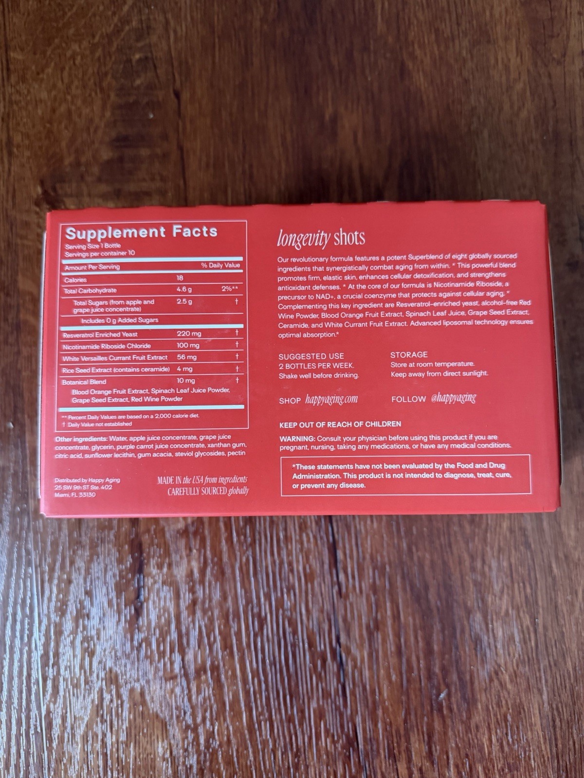 Happy Aging Longevity Shots — High purity NAD+ and resveratrol in a liposomal