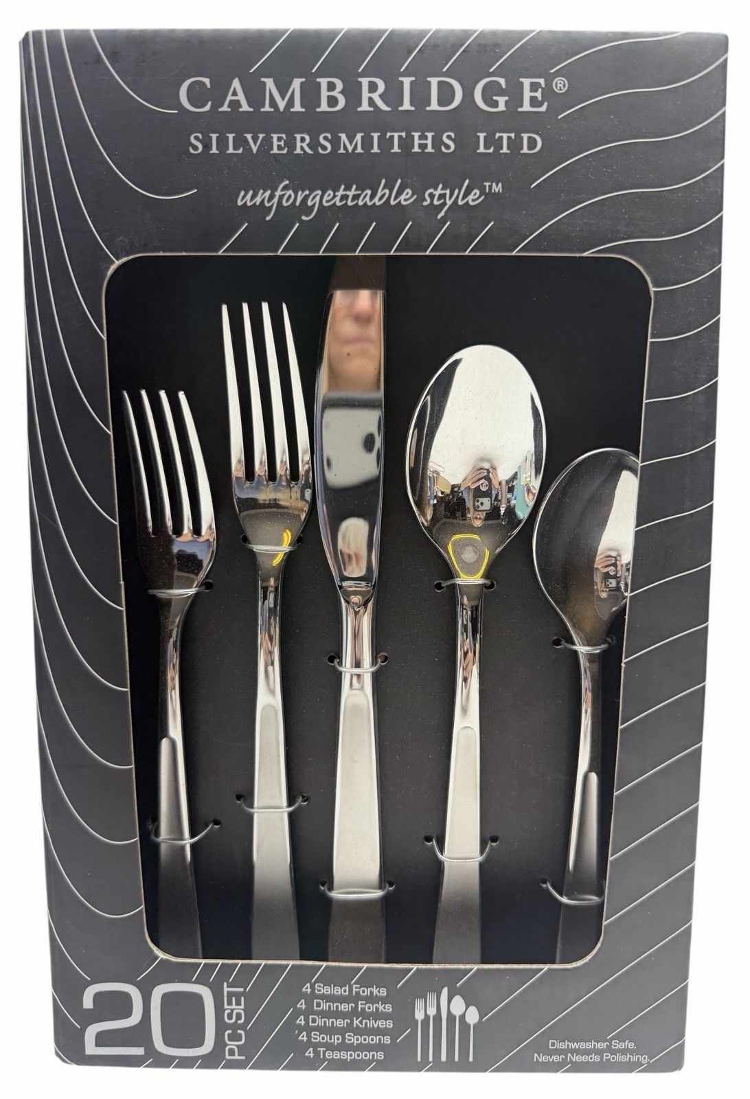 Cambridge Silversmiths Ltd 20 Pc Flatware Set Comet Sand 18/0 Stainless New