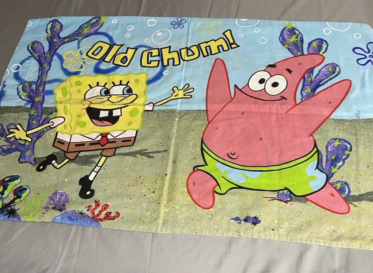 SpongeBob SquarePants Best Friends Old Chum Pillowcase Nickelodeon Vintage