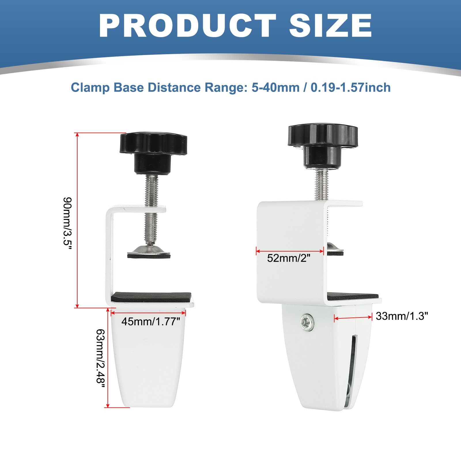 2Pcs Adjustable Desk Divider Partition Clips, Sneeze Guard Support, White