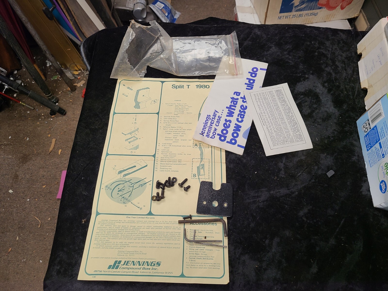 Some Vintage Jennings Compound Bow Split T 1980 Pieces Parts Paperwork