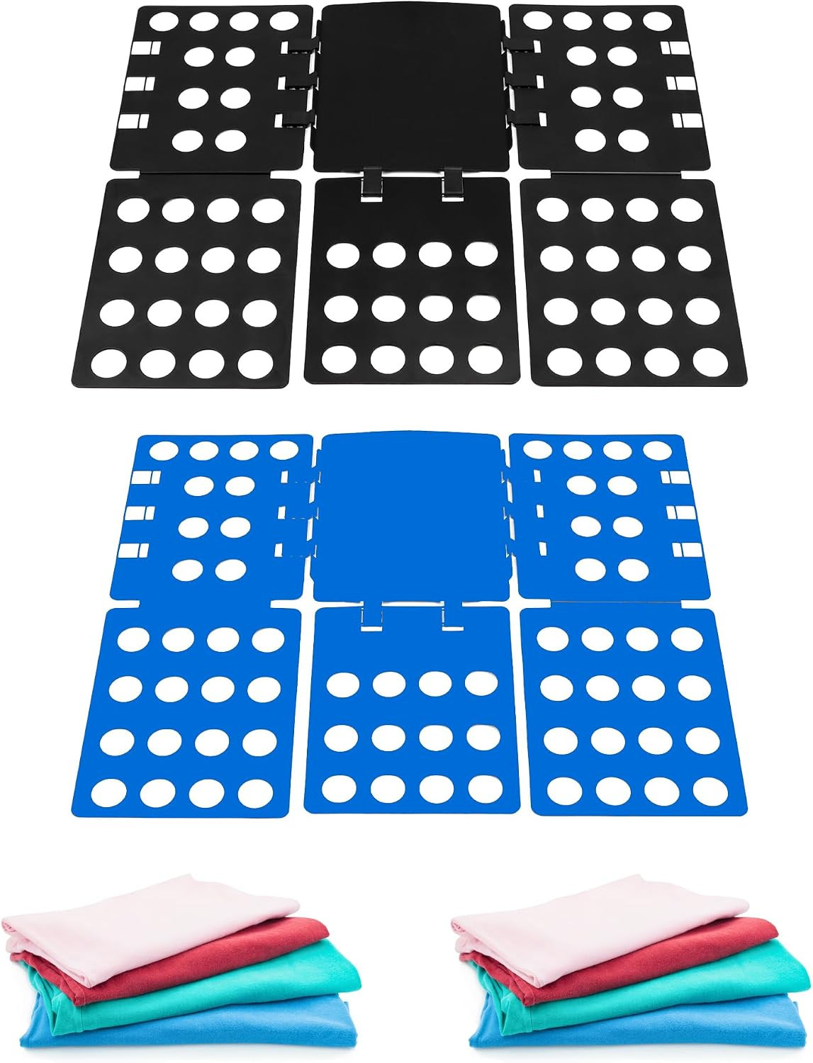 PP Composite Folding Board, 2 Pack Folding Clothes Board - Black + Blue, One-Han