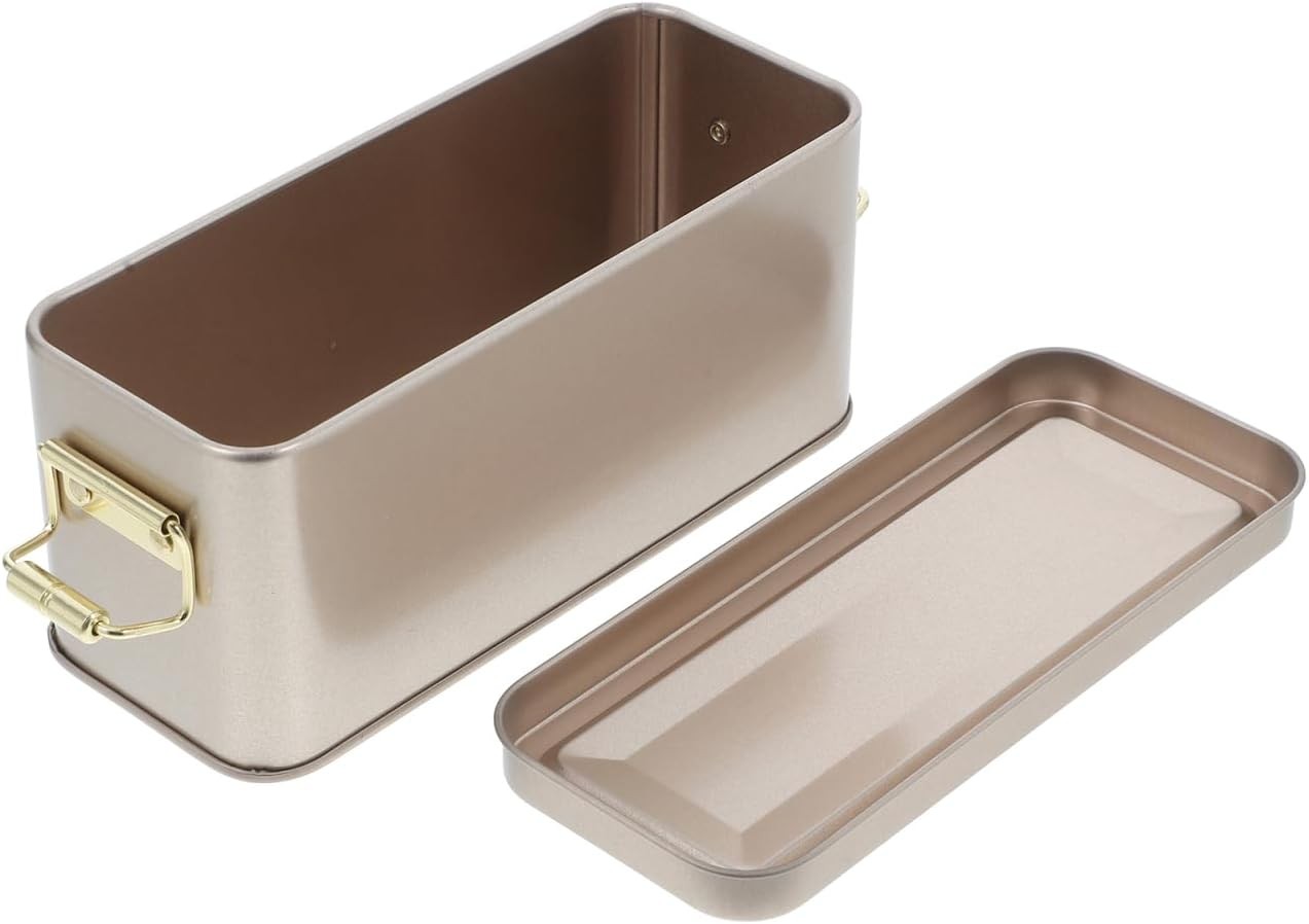 Multipose Rectangular Metal Box with Lid Elegant Stora