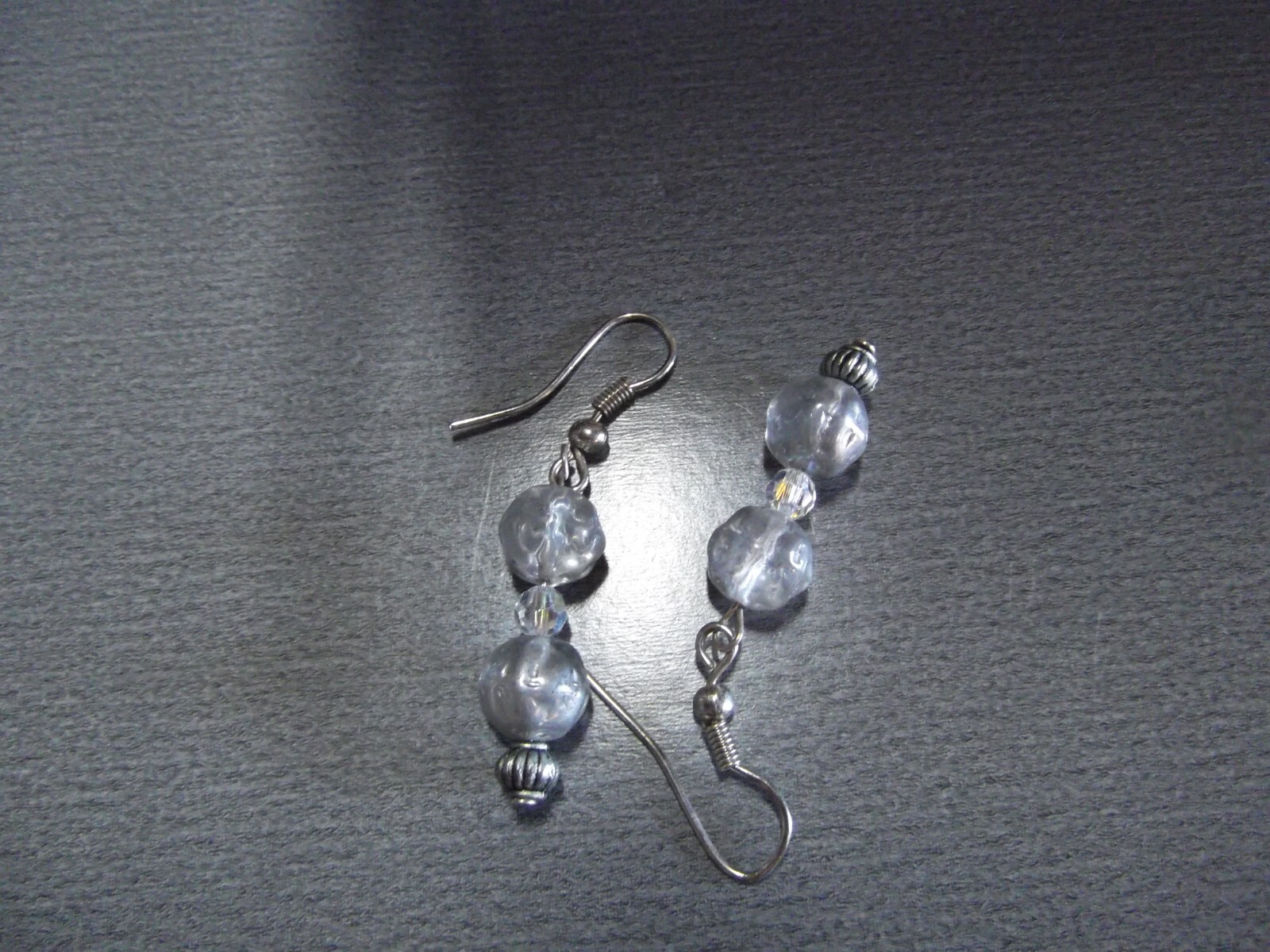 1 Pair Old  1"in Clear Acrylic Danglers