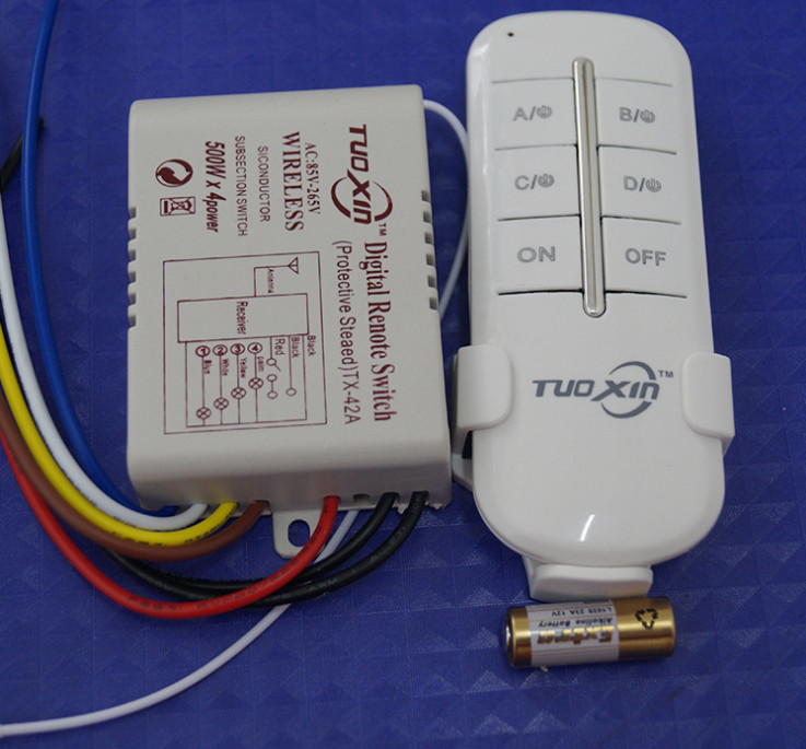 Four Ways ON/OFF 110-220V Wireless Receiver Lamp Light RF Remote Control Switch
