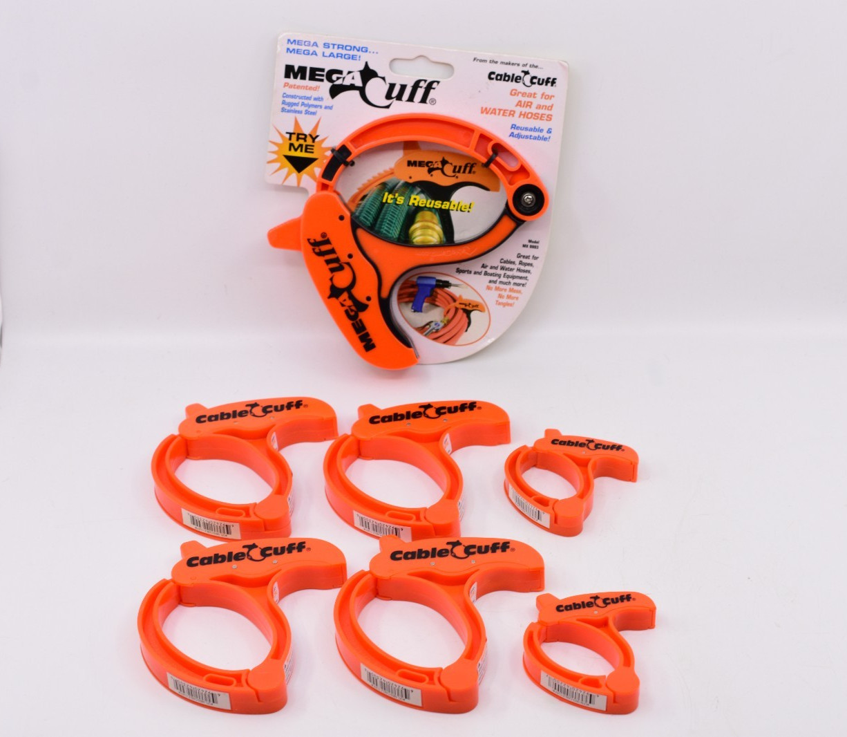CABLE CUFF ORGANIZE AIR-WATER HOSES-ROPES-REUSABLE & ADJUSTABLE-3 ASSORTED SIZES