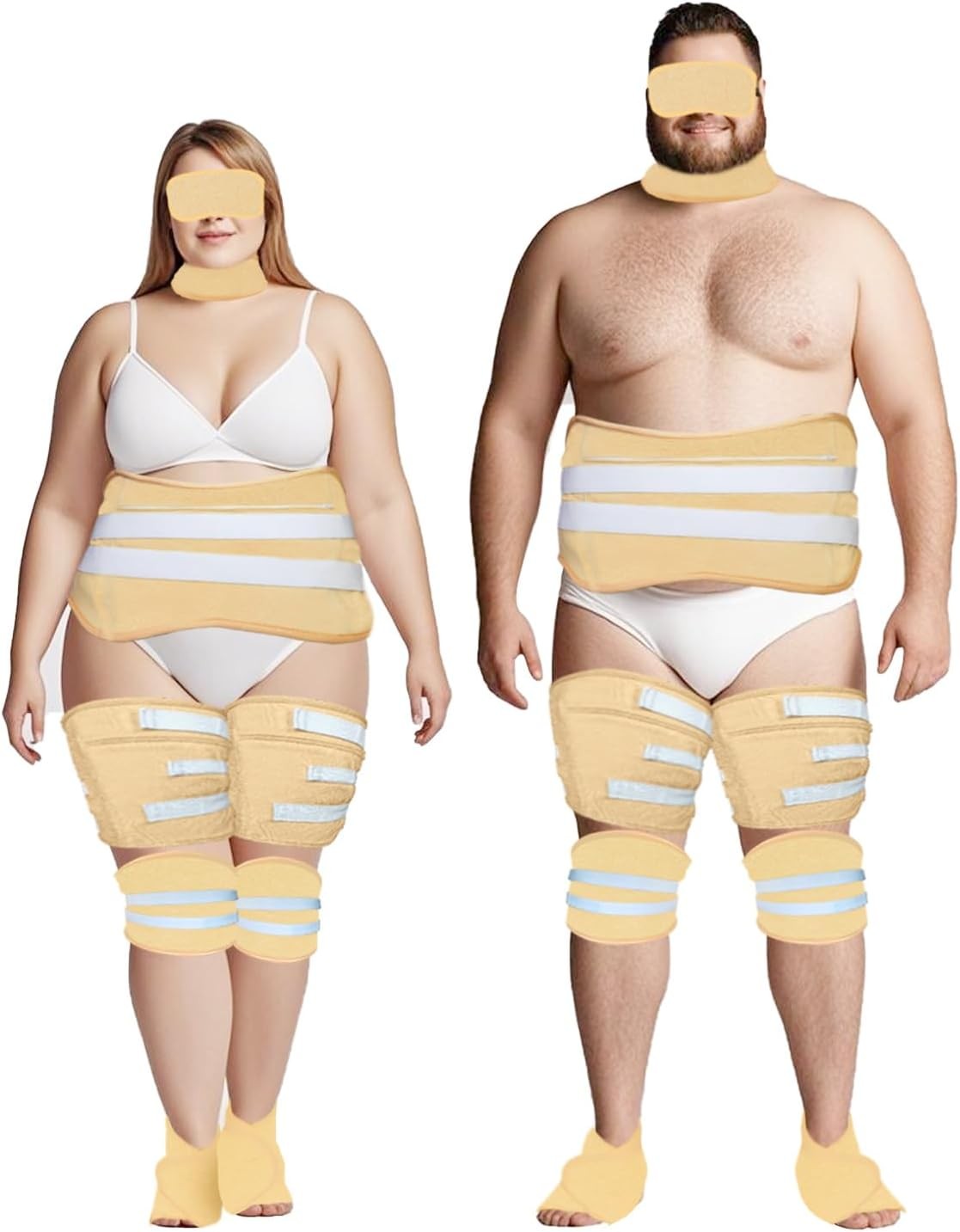 11PCS Plus Size Castor Oil Pack Kit - Reusable Full Body Wraps for Stomach, Neck