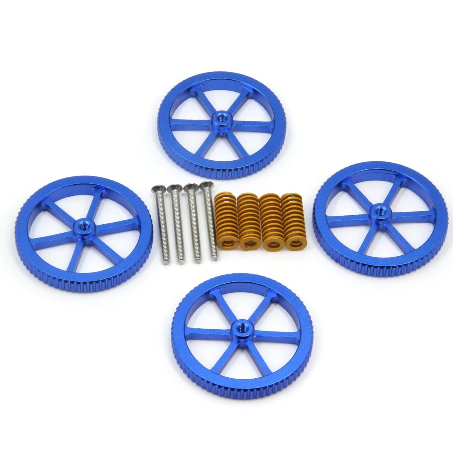Upgraded Blue Aluminum Hand Twist Knobs Leveling Nuts Wheels Diameter 60Mm+Hot B