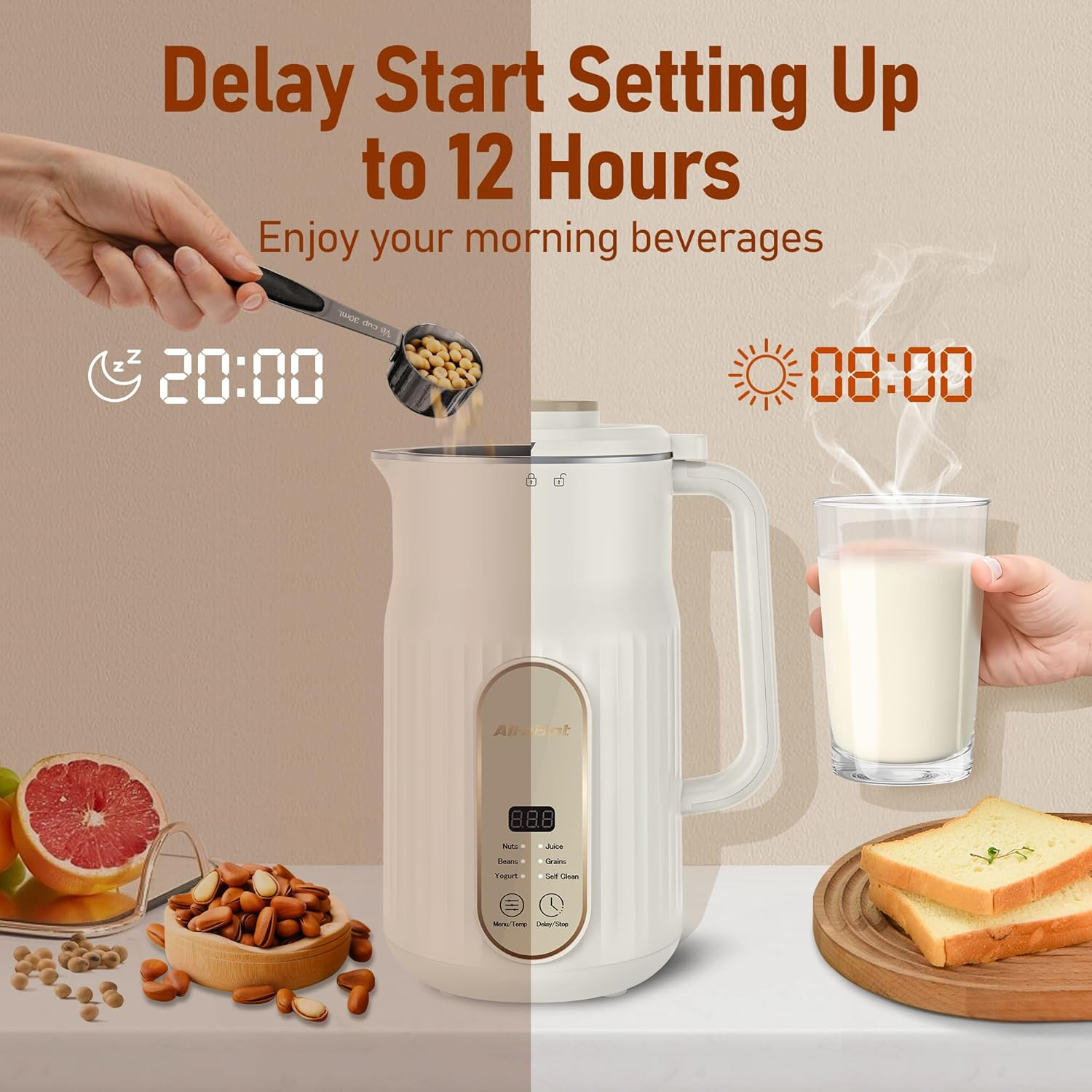Nut Milk Maker, N2 Automatic Almond Milk Machine for Homemade Plant-Based Milk,