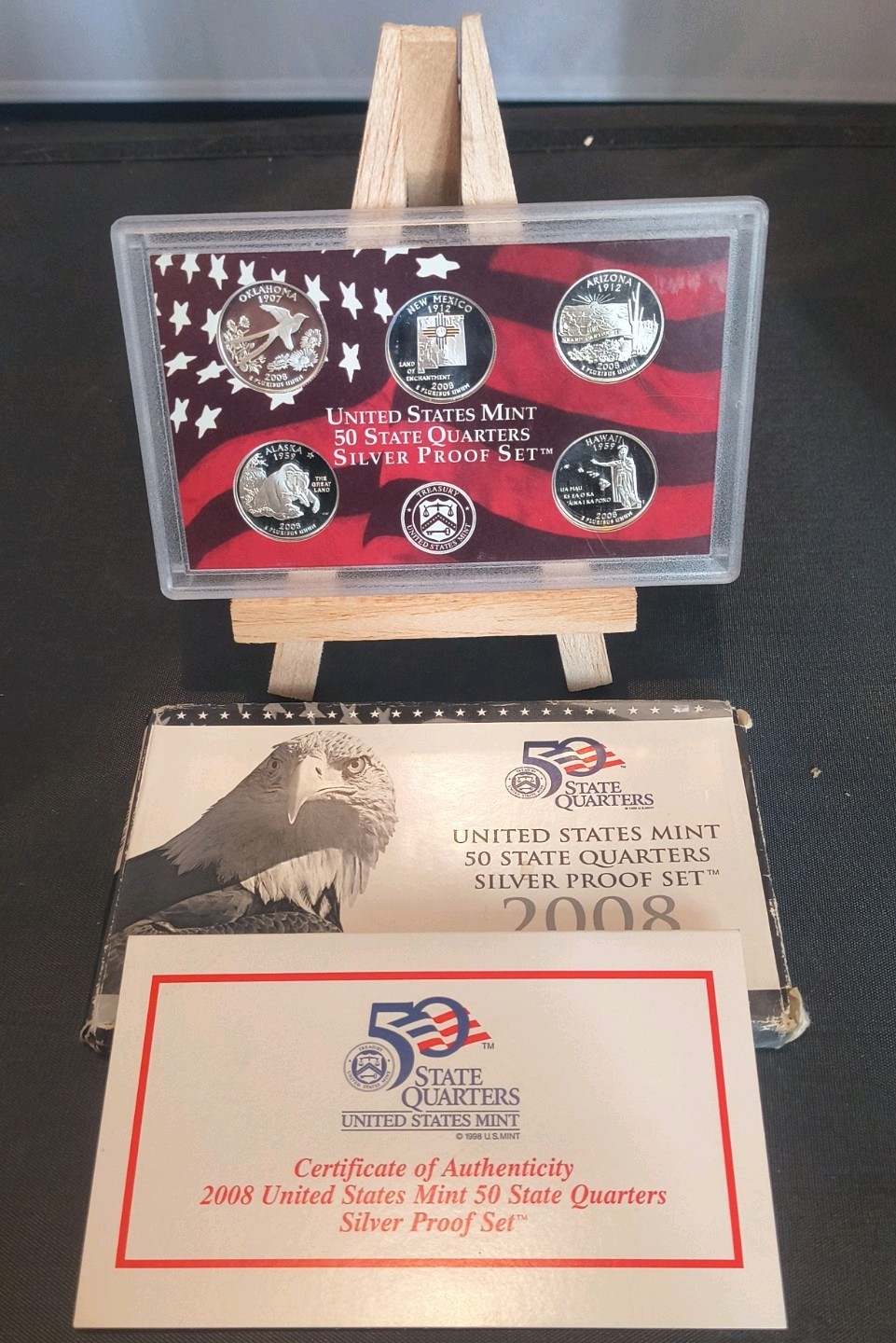 2008 - U. S. Mint 50 State Quarters Silver Proof Set - OGP - COA