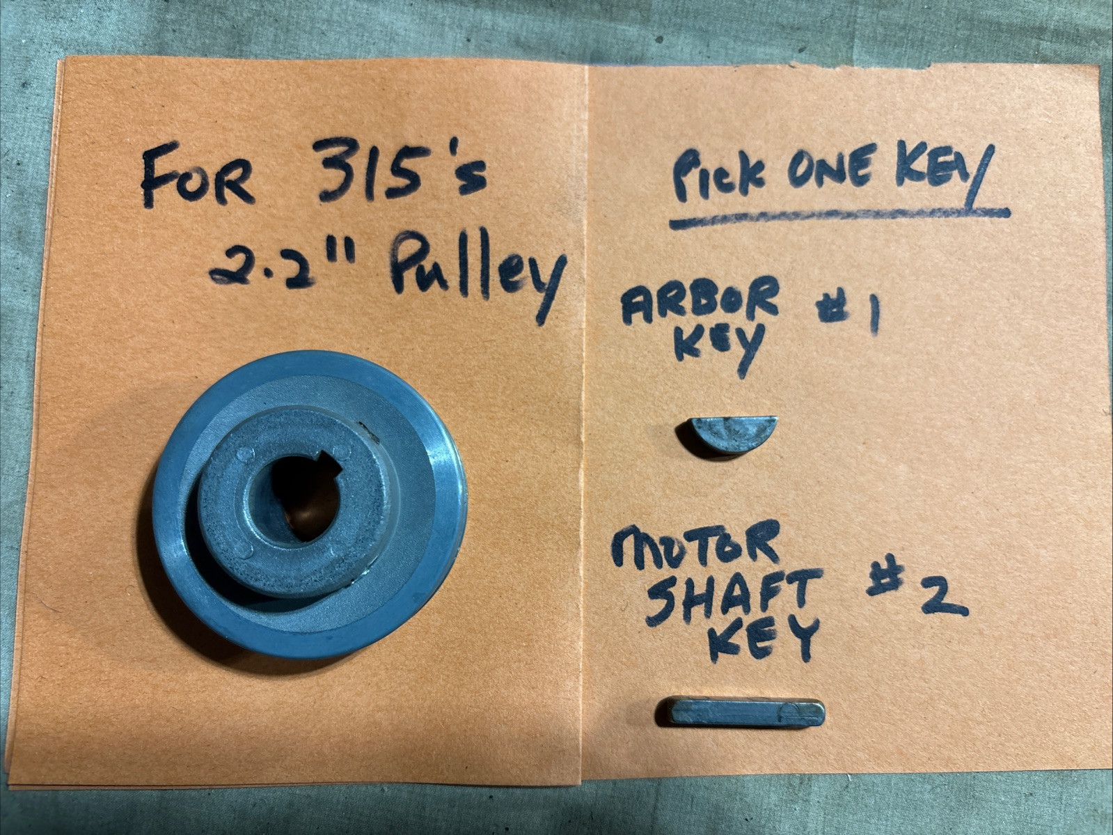 Craftsman 315 Table Saw motor / arbor Pulley 2.2” OD, 5/8"  Keyed Shaft W-key