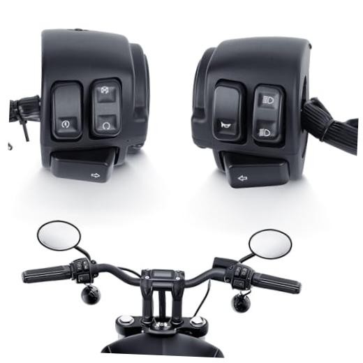 Motorcycle 1" Handlebar Switches Control and Wiring Harness Compatible Black