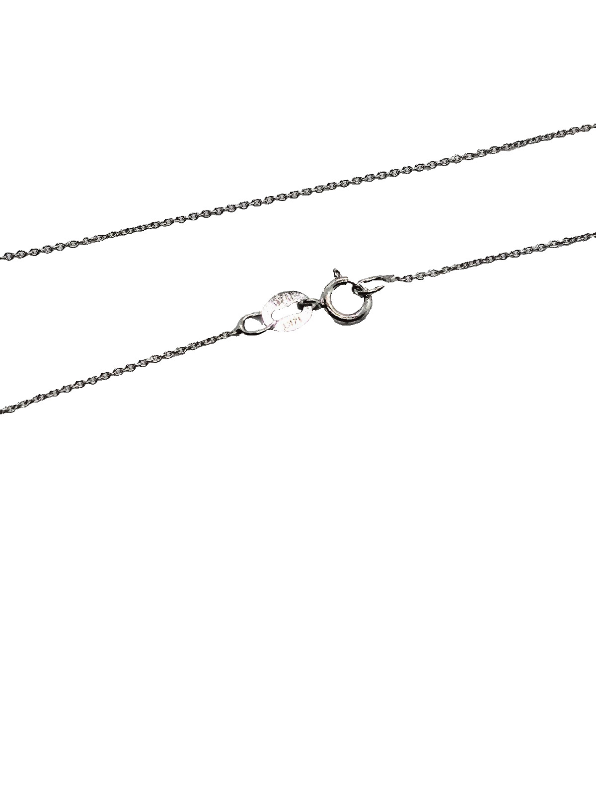 14K THIN WHITE GOLD OVAL LINKS 0.8 GRAMS  16" NECKLACE  MADE IN ITALY