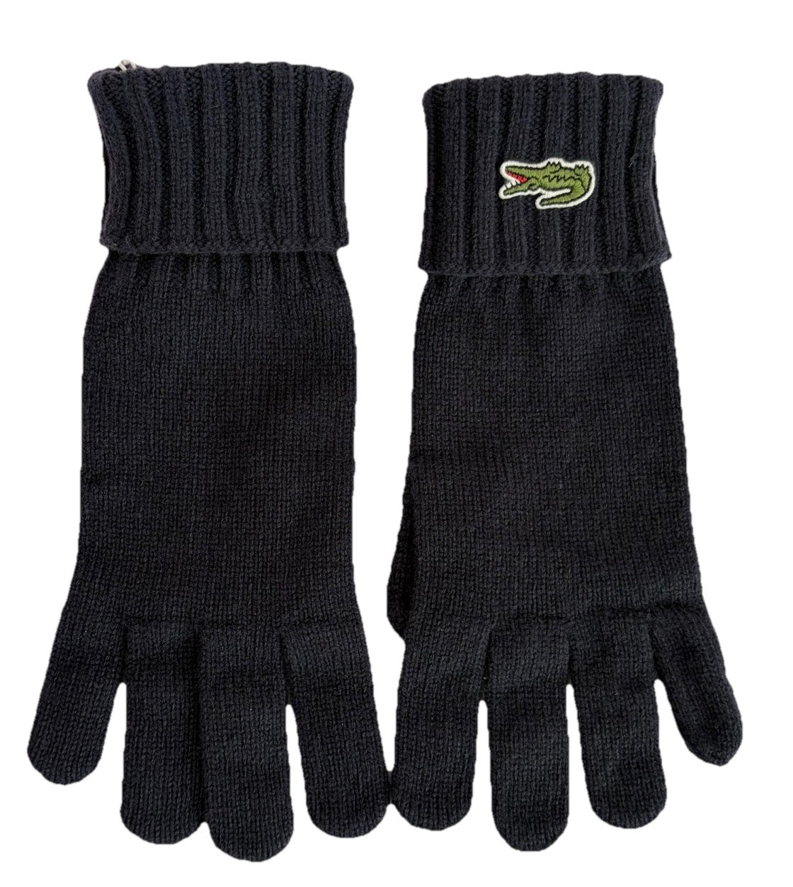 Lacoste Wool Knit Gloves Navy Blue Crocodile Logo Size XL Unisex NWT